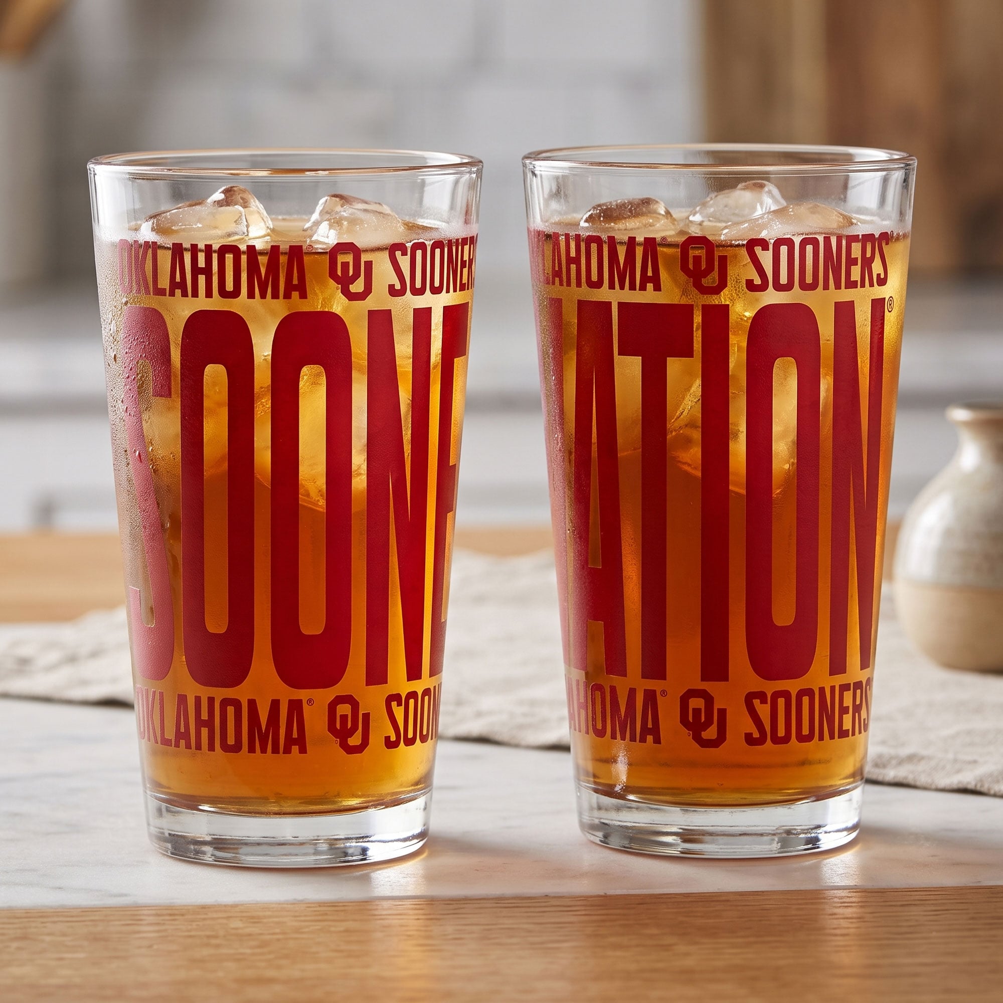 Indigo Falls Oklahoma Sooners Elevated Pint Glass Set of 2