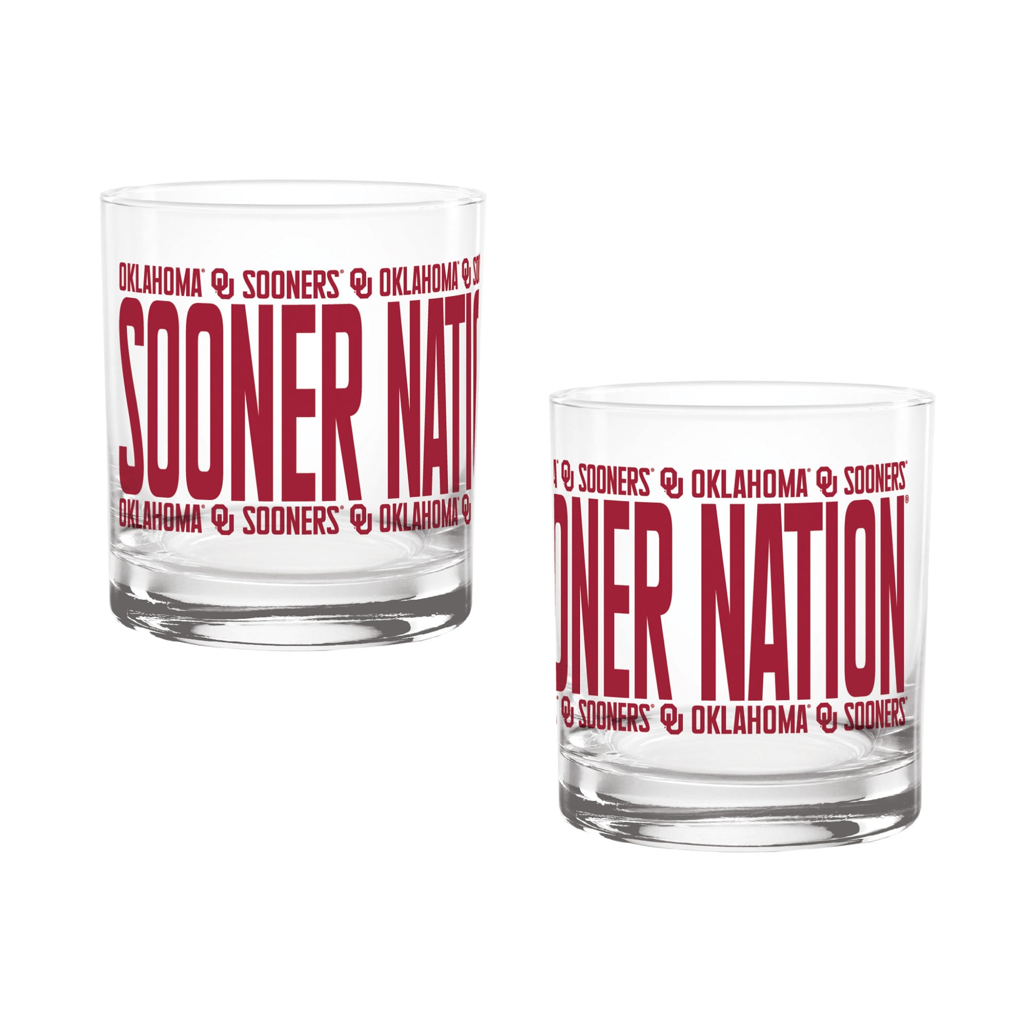 Indigo Falls Oklahoma Sooners Elevated Rocks Glass - Set of 2