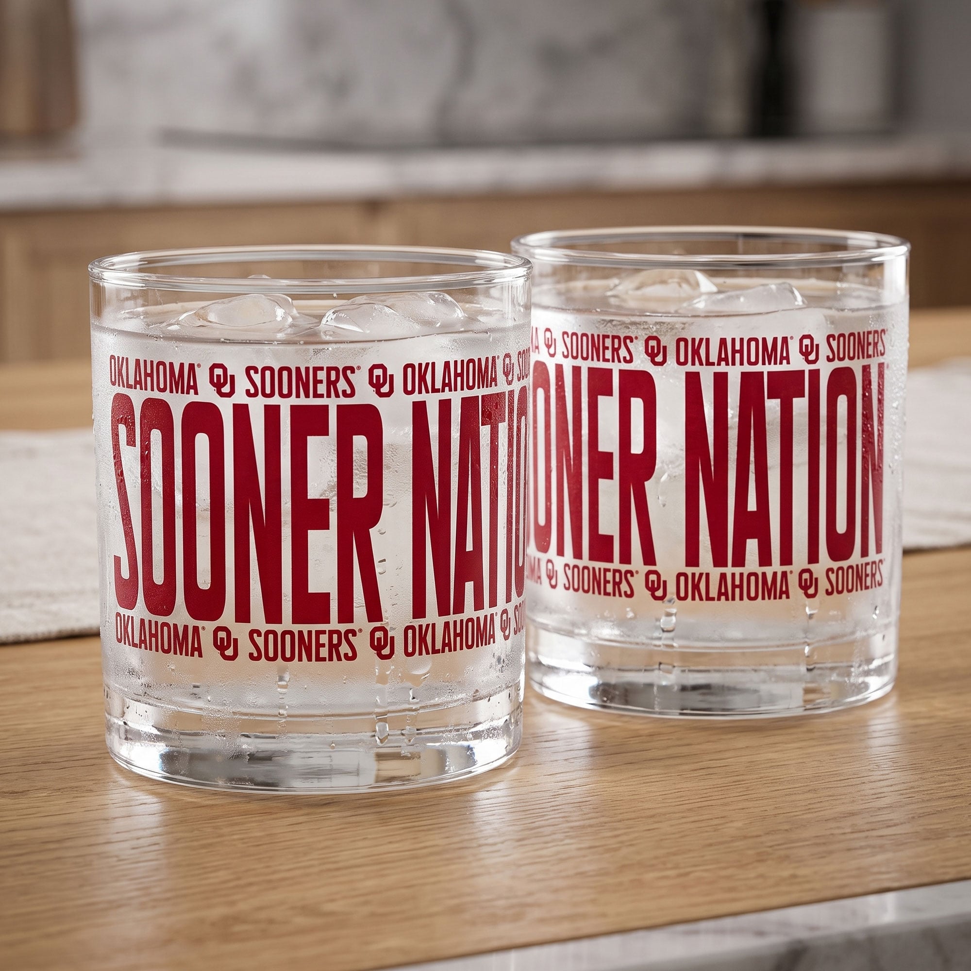 Indigo Falls Oklahoma Sooners Elevated Rocks Glass - Set of 2