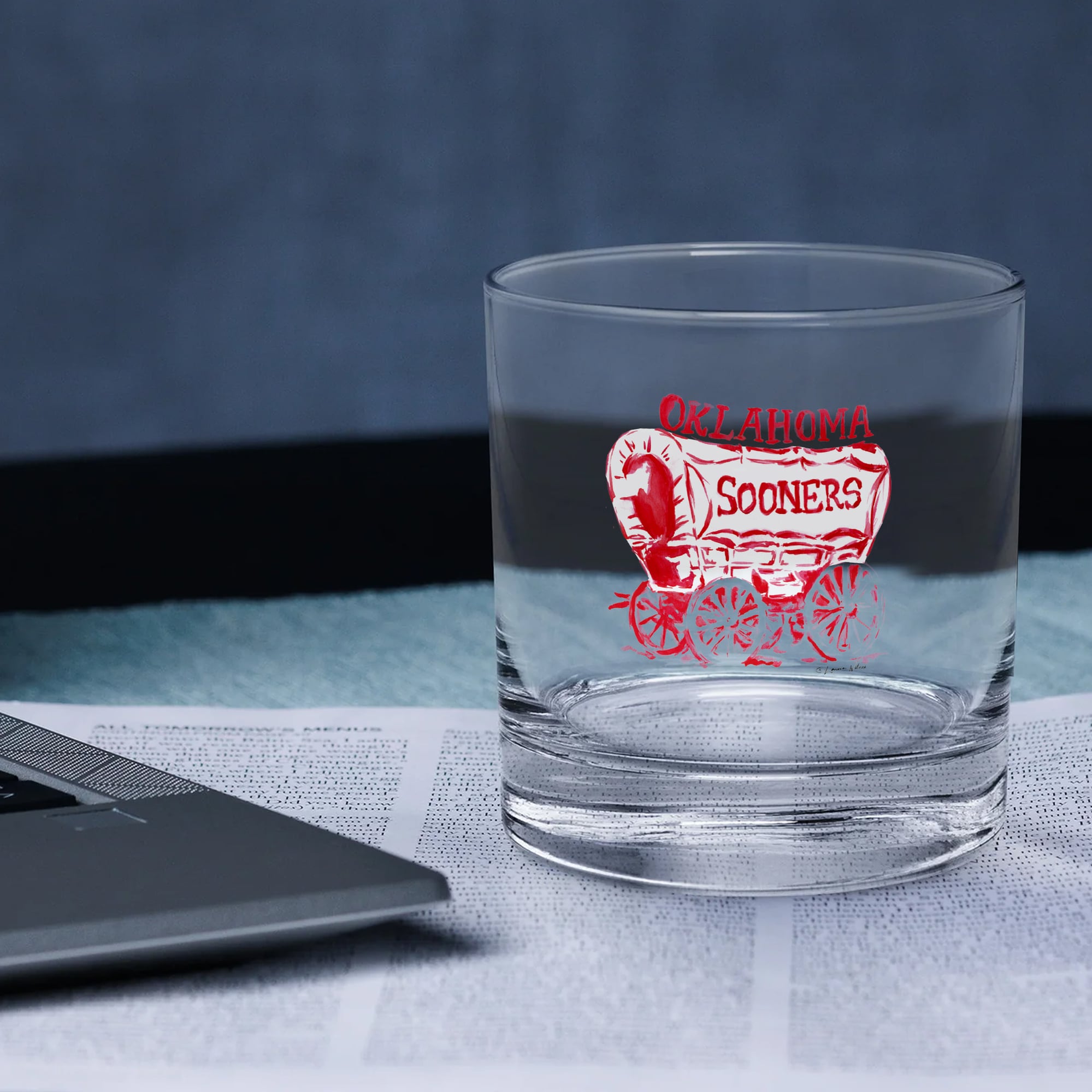 Indigo Falls  Oklahoma Sooners Laura Wilcox Mascot Rocks Glass Set of 2