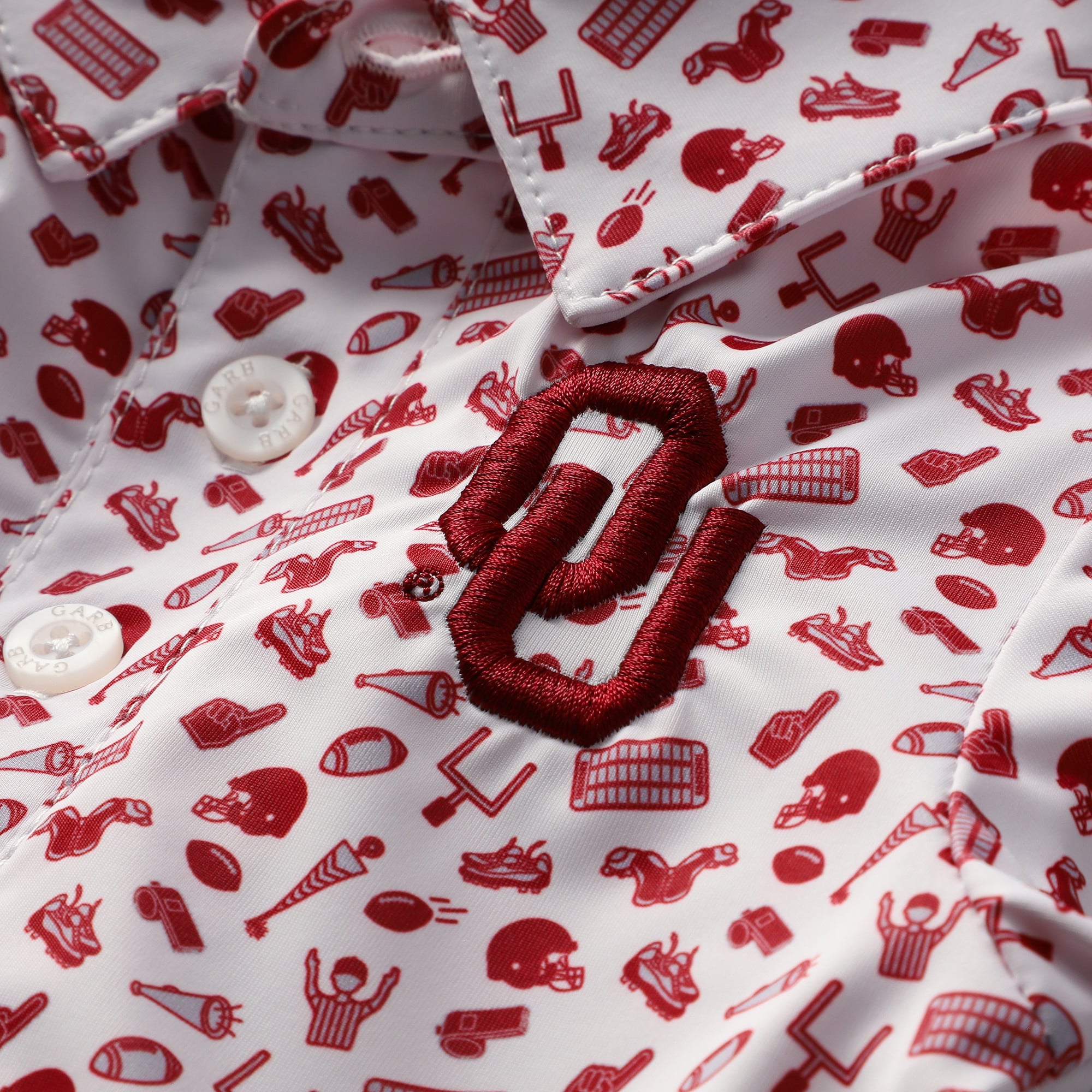 Combinaison polo de performance imprimée intégrale blanche Oklahoma Sooners Tom pour bébé