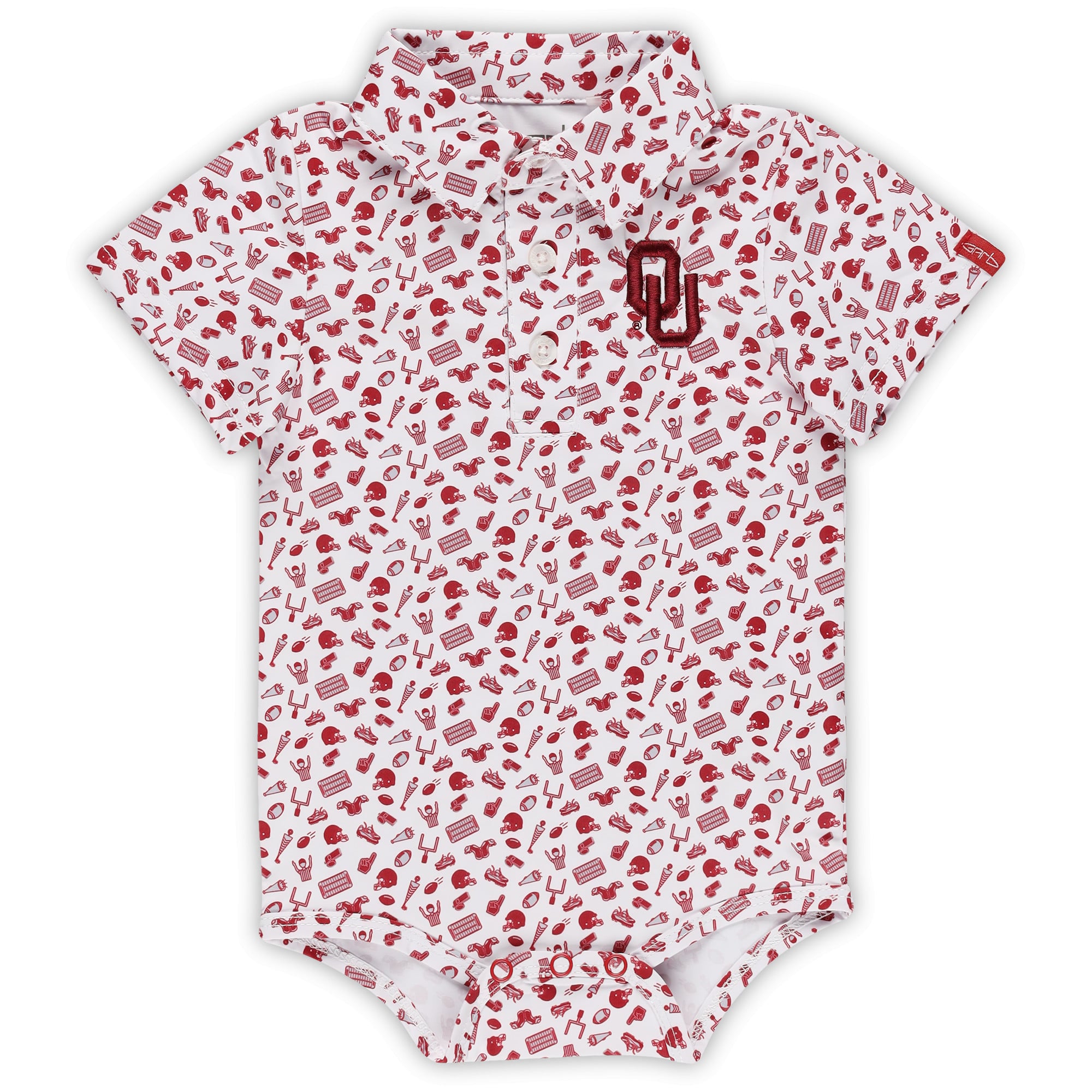Combinaison polo de performance imprimée intégrale blanche Oklahoma Sooners Tom pour bébé