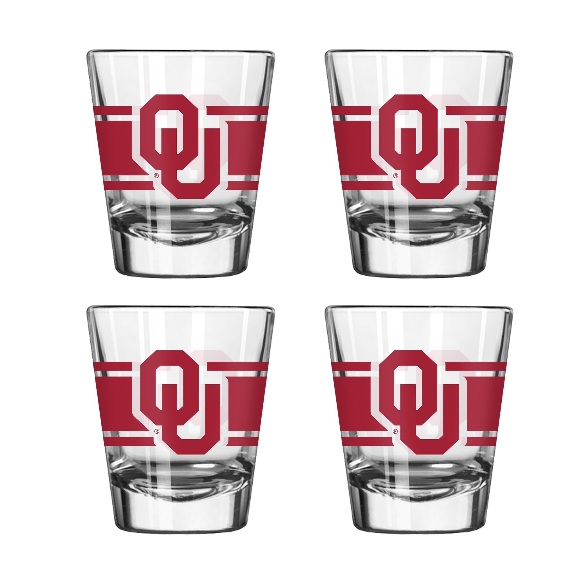 Logo Brands Oklahoma Sooners Four-Piece Stripe Shot Glass Set