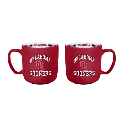 Oklahoma Sooners Logo Brands Two-Piece 15oz. Stripe Mug Set
