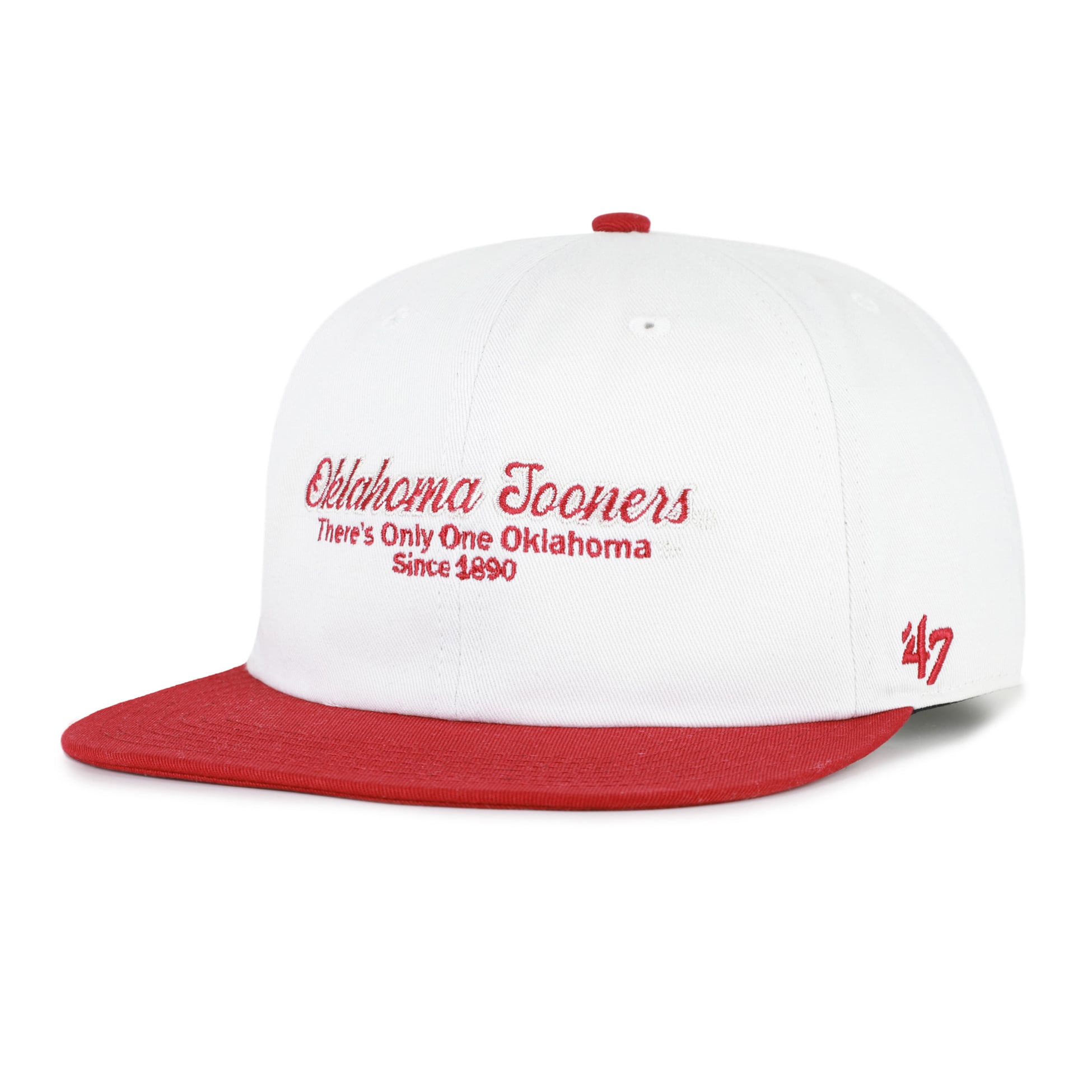 Men's '47 White/Crimson Oklahoma Sooners Script Stack Relaxed Captain Adjustable Hat