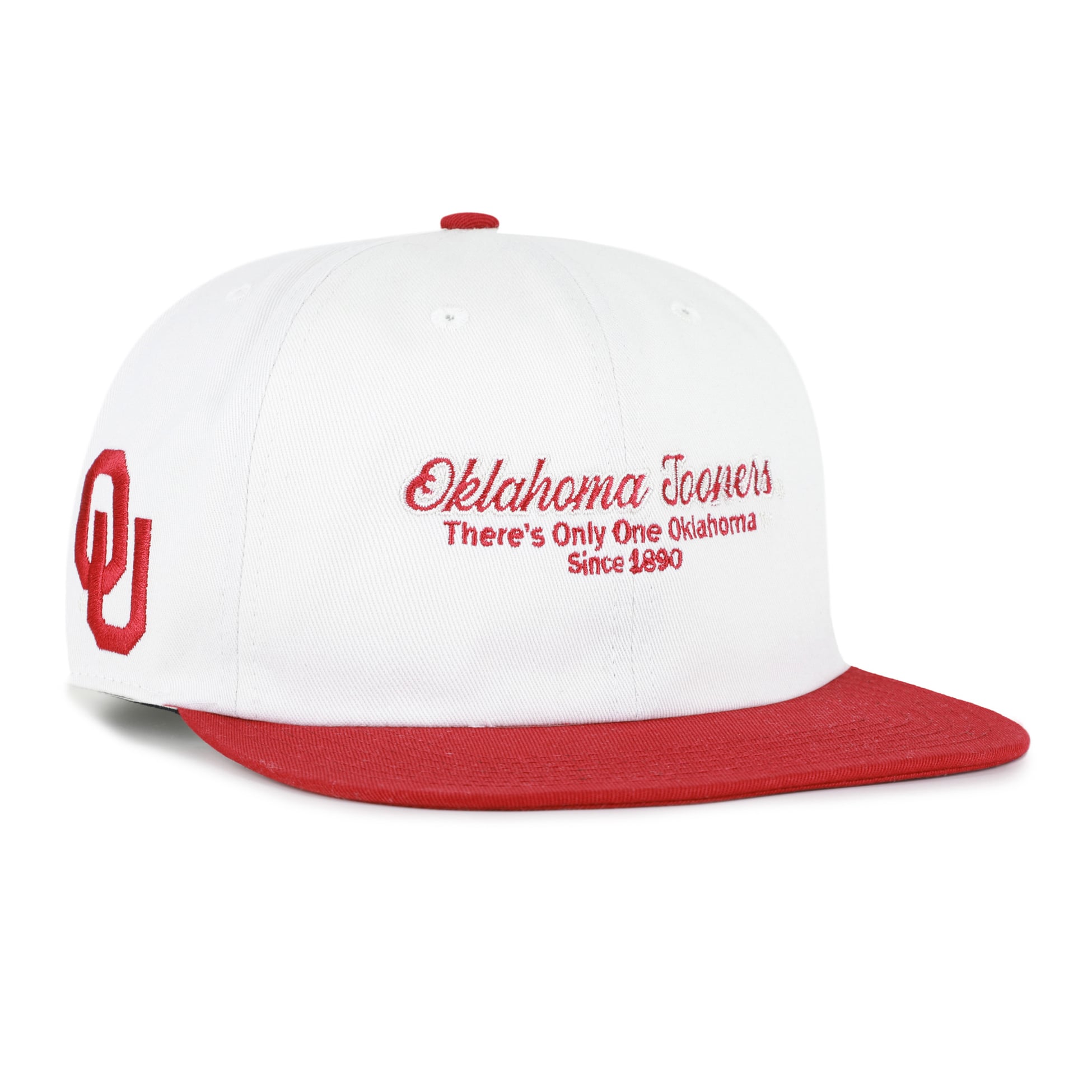 Men's '47 White/Crimson Oklahoma Sooners Script Stack Relaxed Captain Adjustable Hat