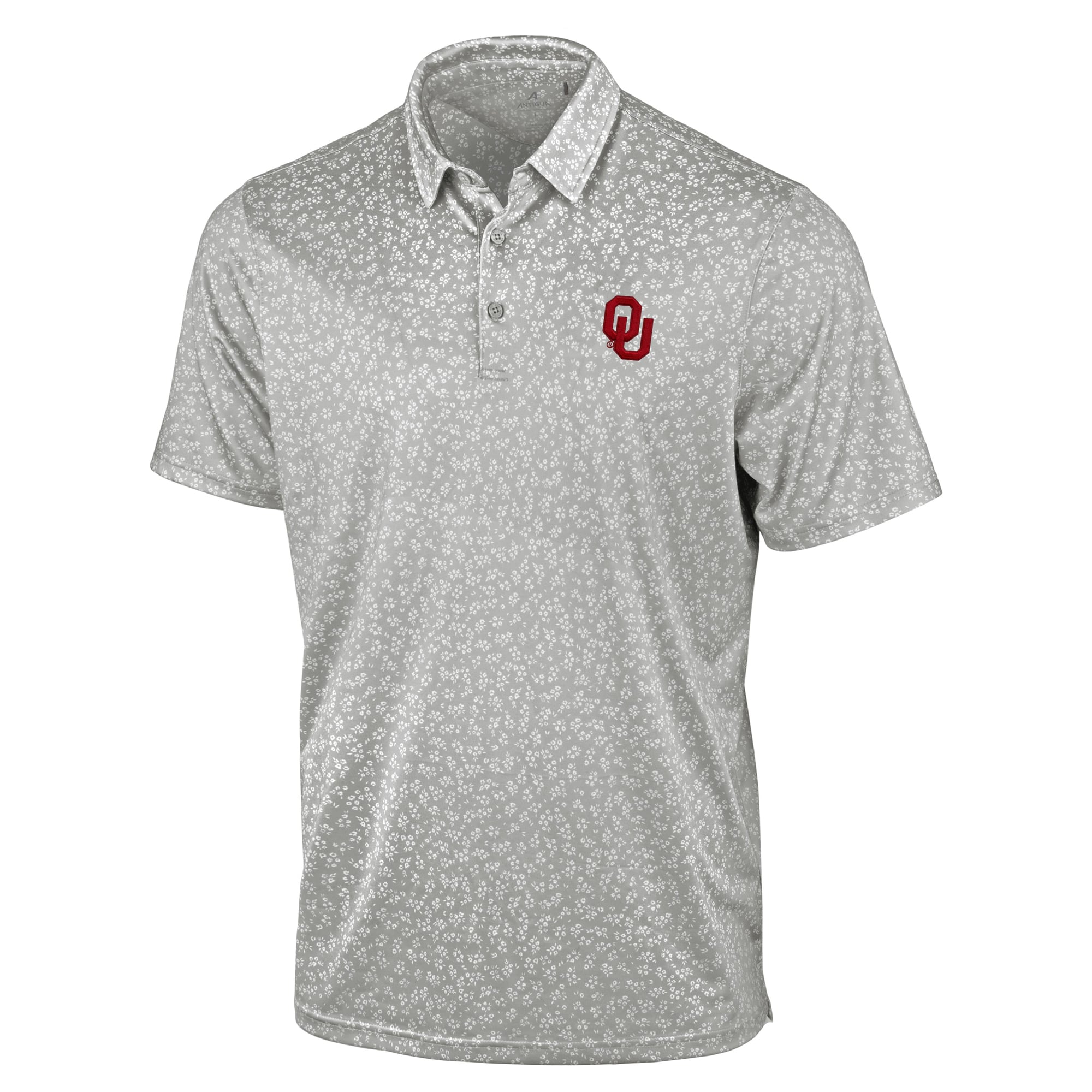 Men's Antigua Gray Oklahoma Sooners Mono Floral Polo