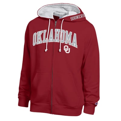 Oklahoma Sooners Champion Arch Logo Full-Zip Fleece Hoodie - Crimson
