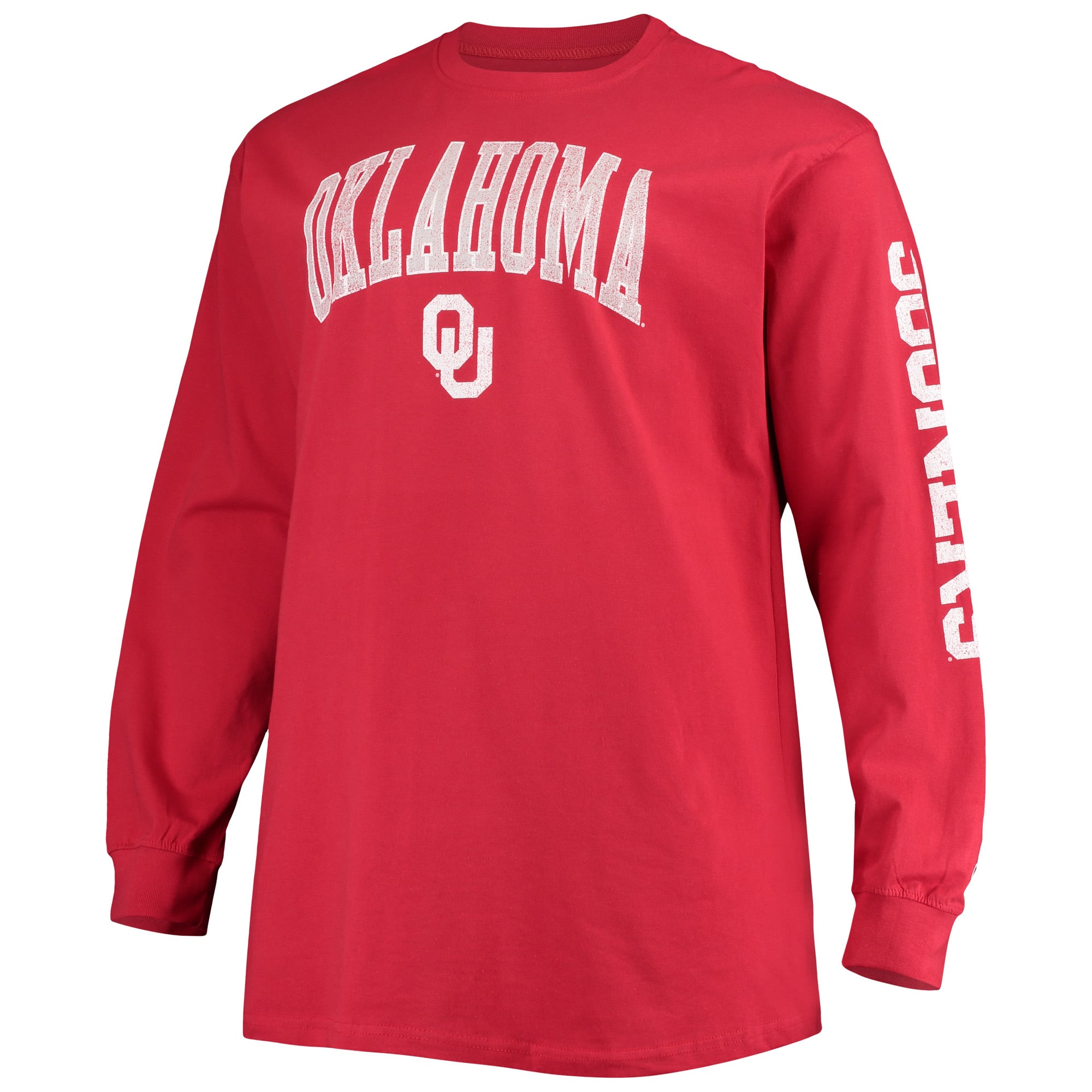T-shirt à manches longues Champion Crimson Oklahoma Sooners pour hommes, grandes tailles, logo en arc sur le dessus