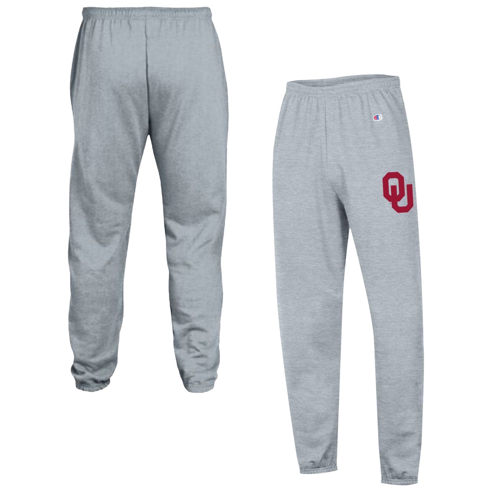 Men's Champion Heather Gray Oklahoma Sooners Powerblend Banded Fleece Sweatpants