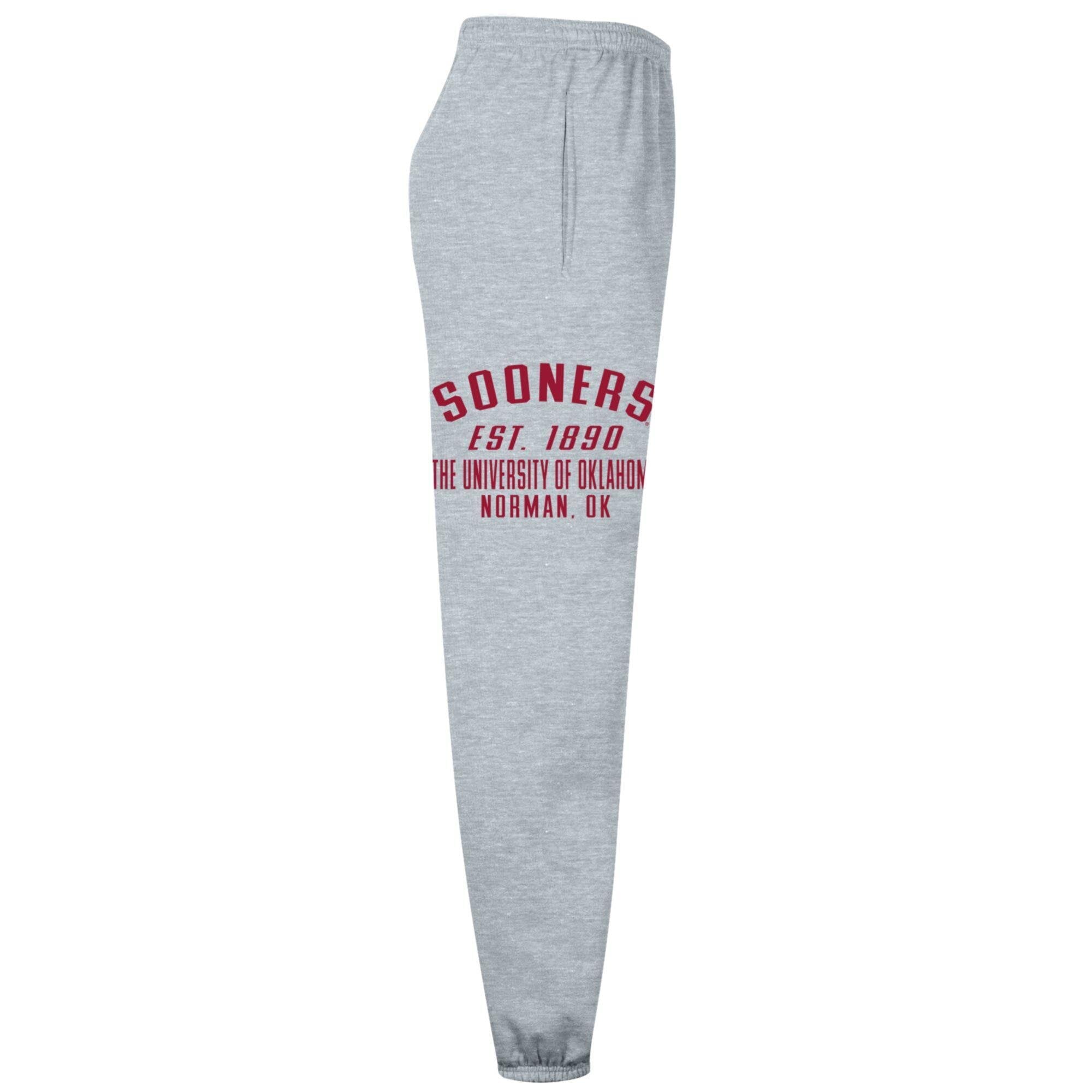 Men's Champion Heather Gray Oklahoma Sooners Powerblend Banded Fleece Sweatpants