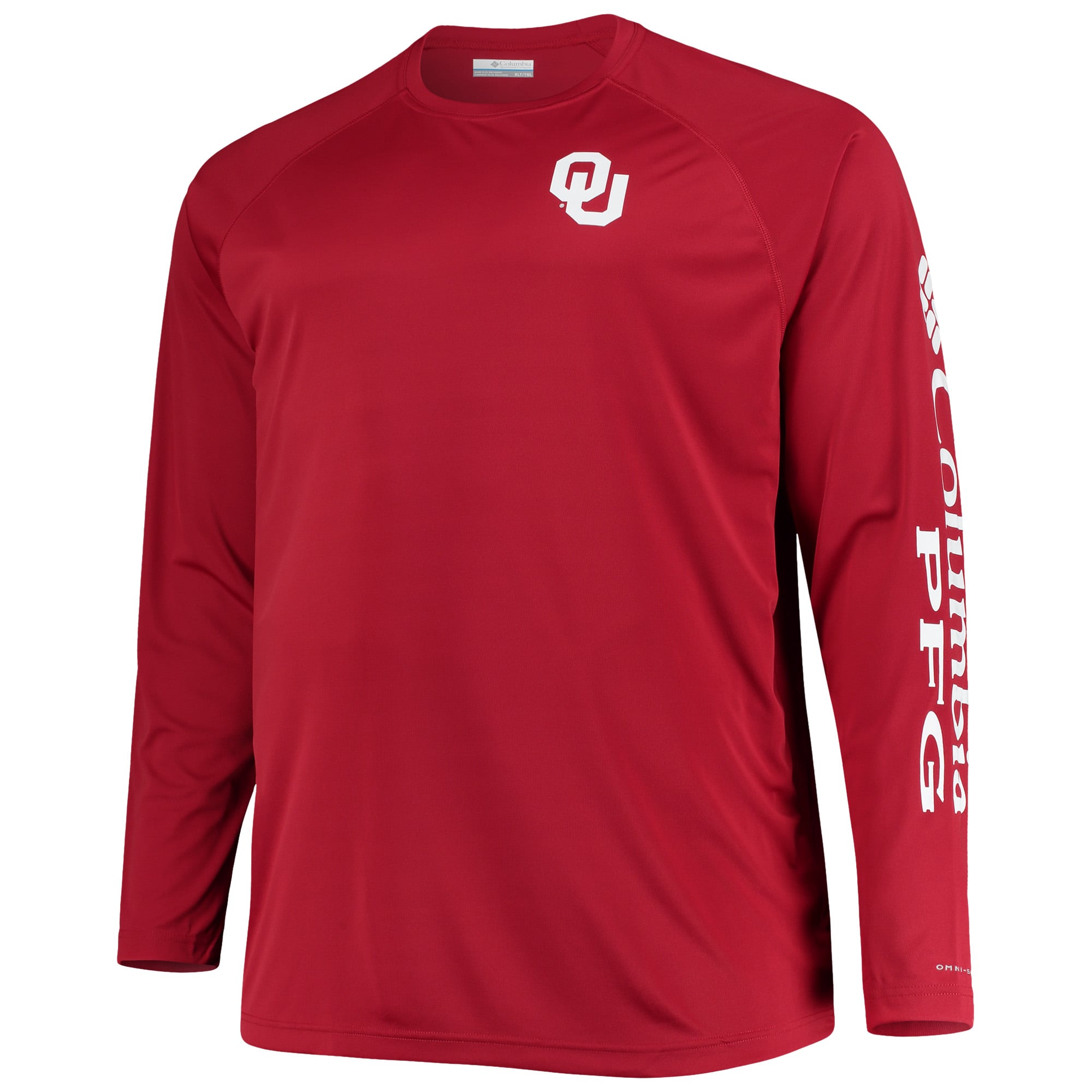 Men's Columbia Crimson Oklahoma Sooners Big & Tall Terminal Tackle Long Sleeve Omni-Shade T-Shirt