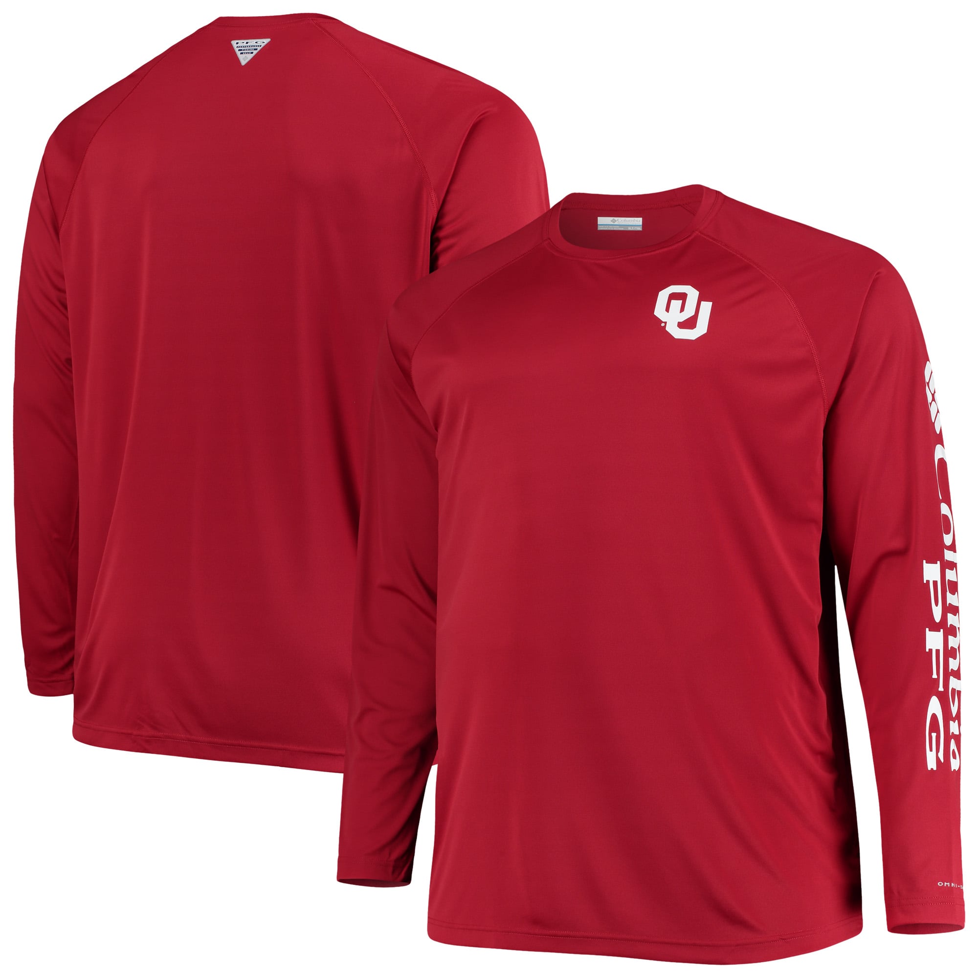 Men's Columbia  Crimson Oklahoma Sooners Big & Tall Terminal Tackle Long Sleeve Omni-Shade T-Shirt
