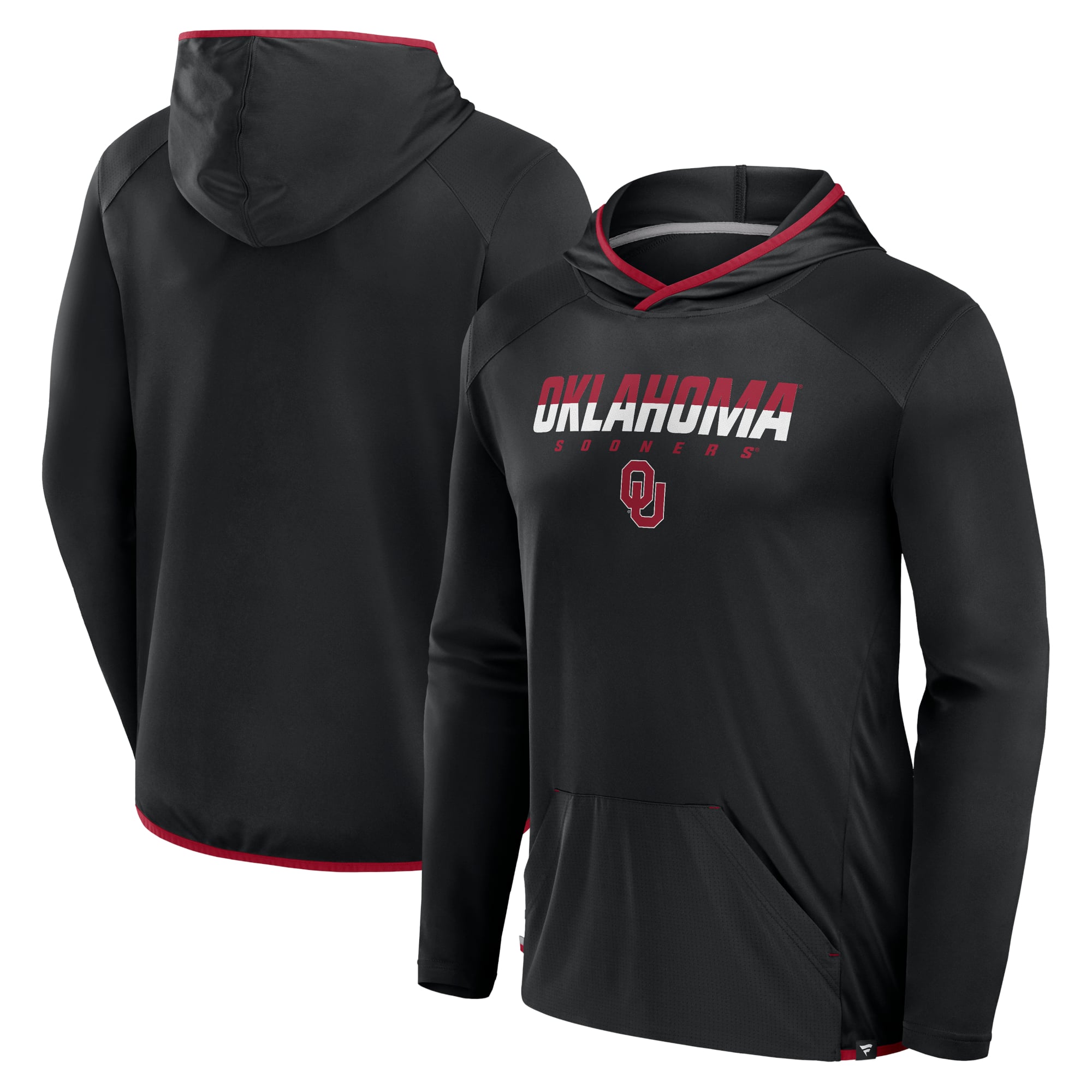 Men's Fanatics Black/Crimson Oklahoma Sooners Transitional Pullover Hooded T-Shirt