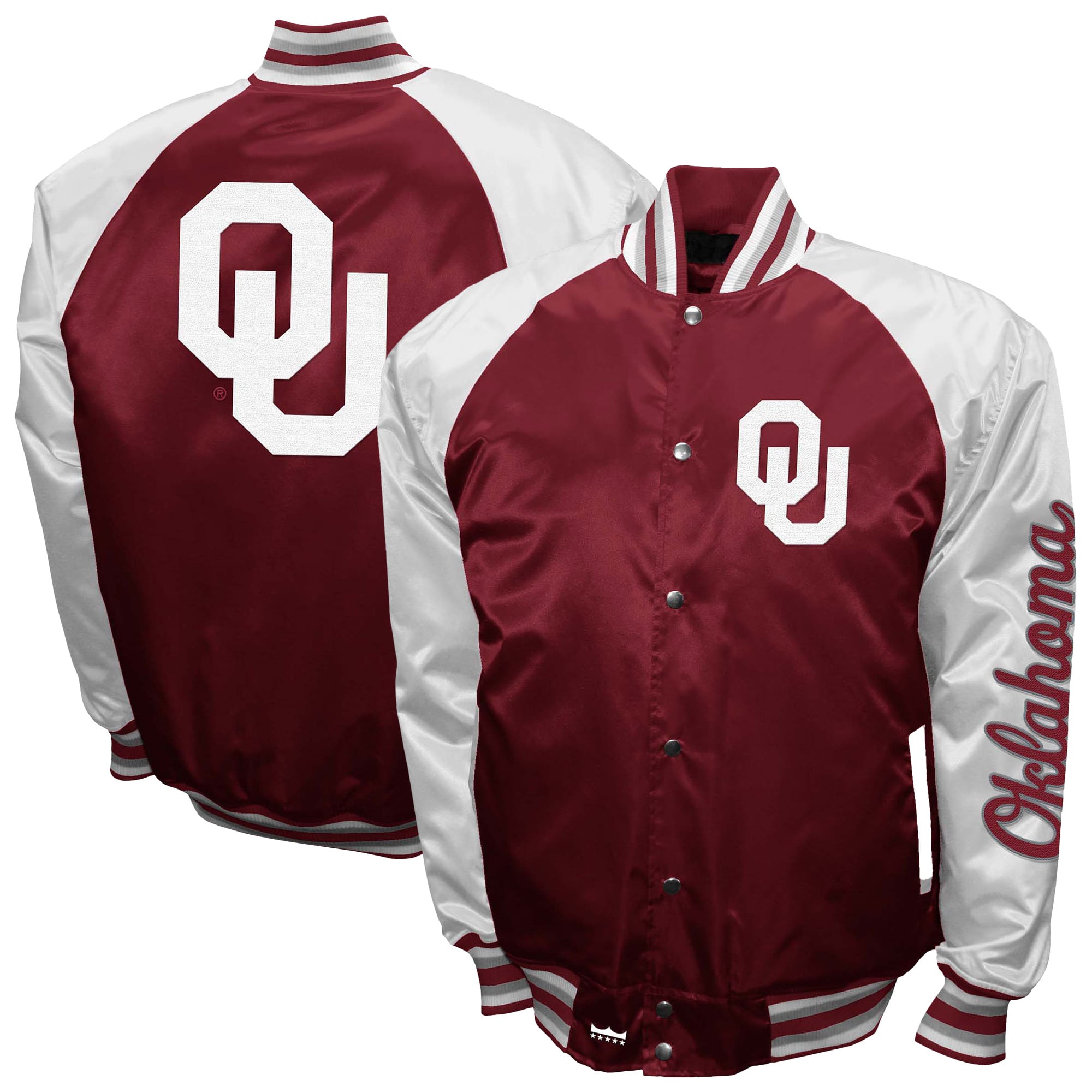 Men's Franchise Club Crimson Oklahoma Sooners The Game Satin Full-Snap ...