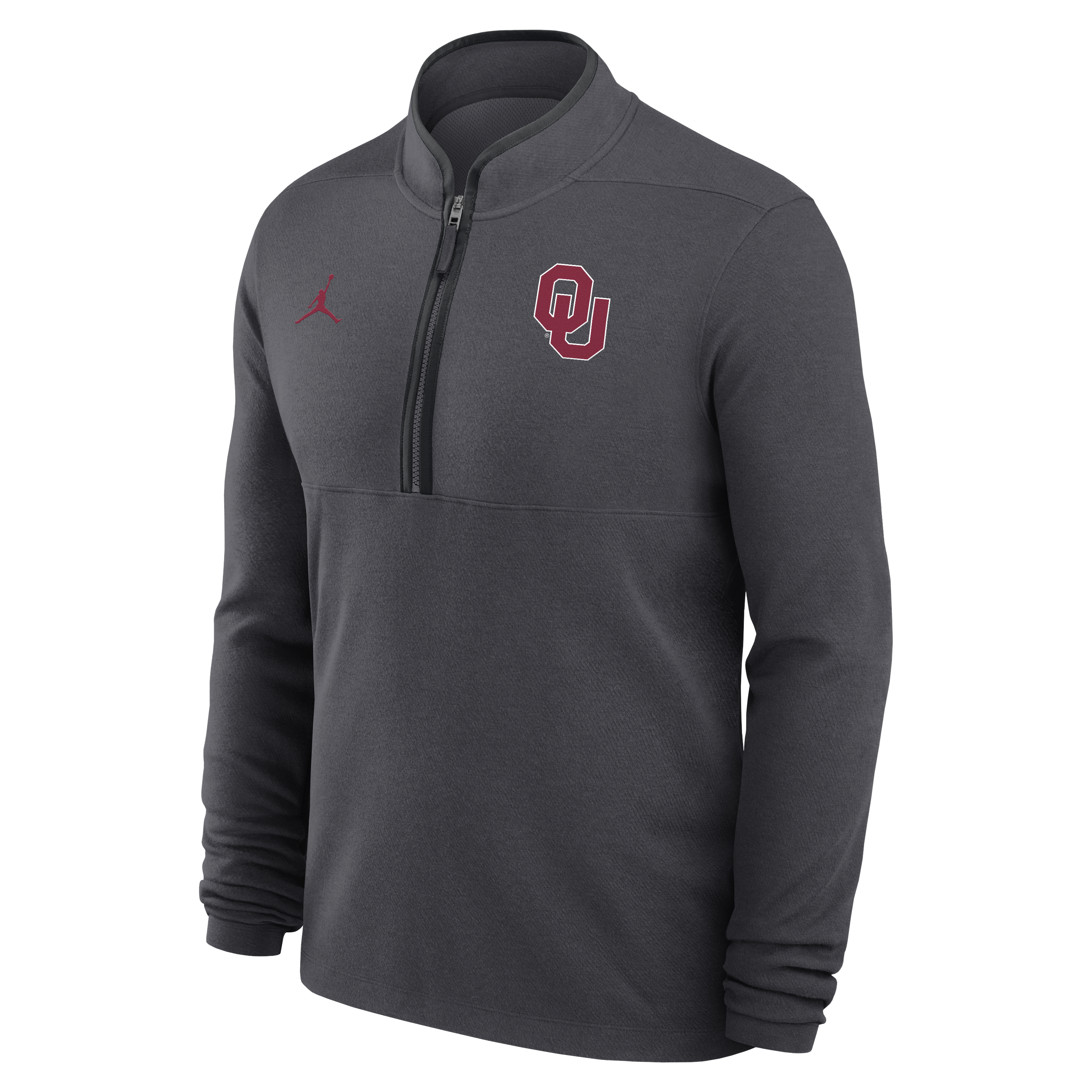 Pull-over Jordan Brand Oklahoma Sooners Dri-FIT Victory demi-zip anthracite pour homme