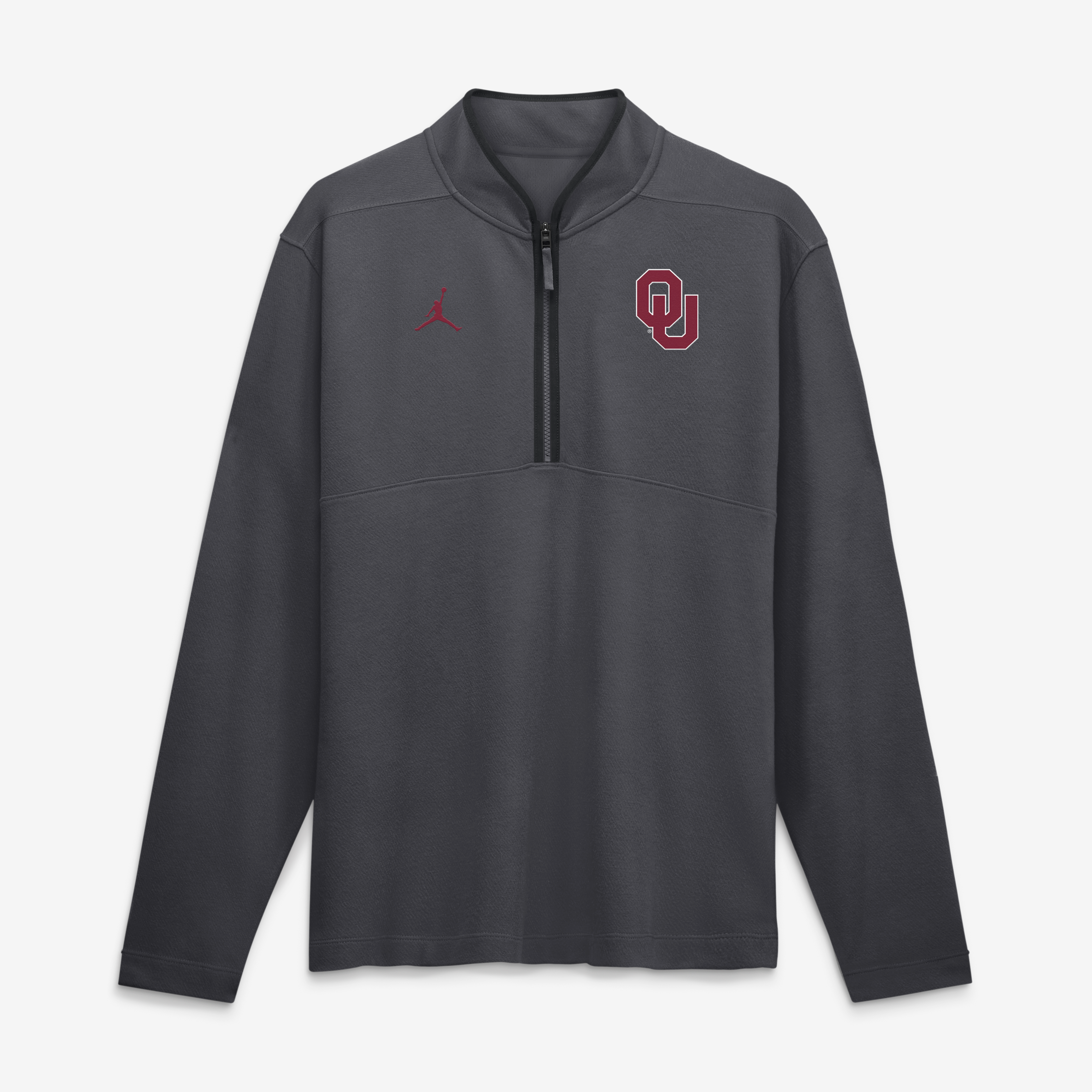 Pull-over Jordan Brand Oklahoma Sooners Dri-FIT Victory demi-zip anthracite pour homme