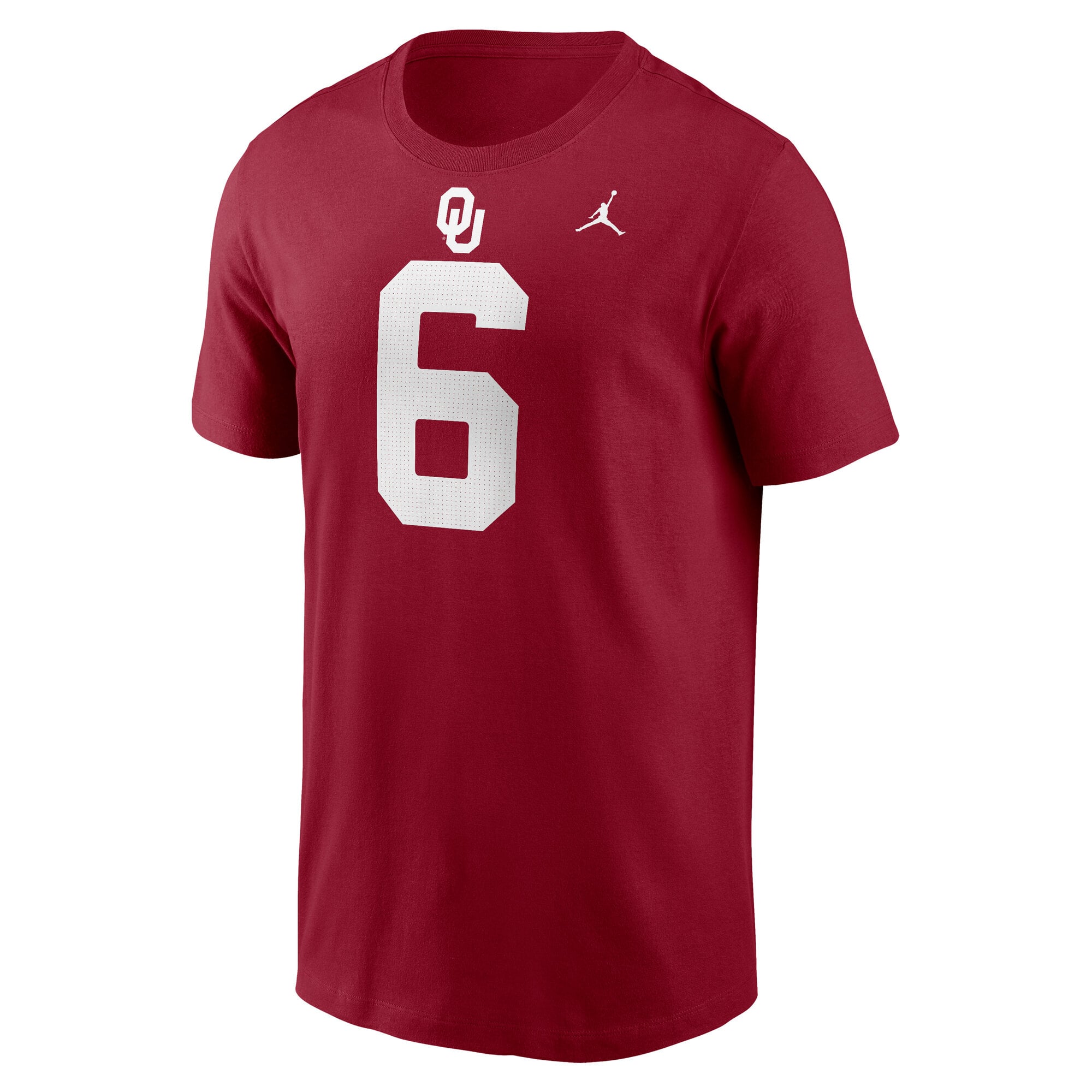 Men's Jordan Brand Baker Mayfield Crimson Oklahoma Sooners Name & Number T-Shirt