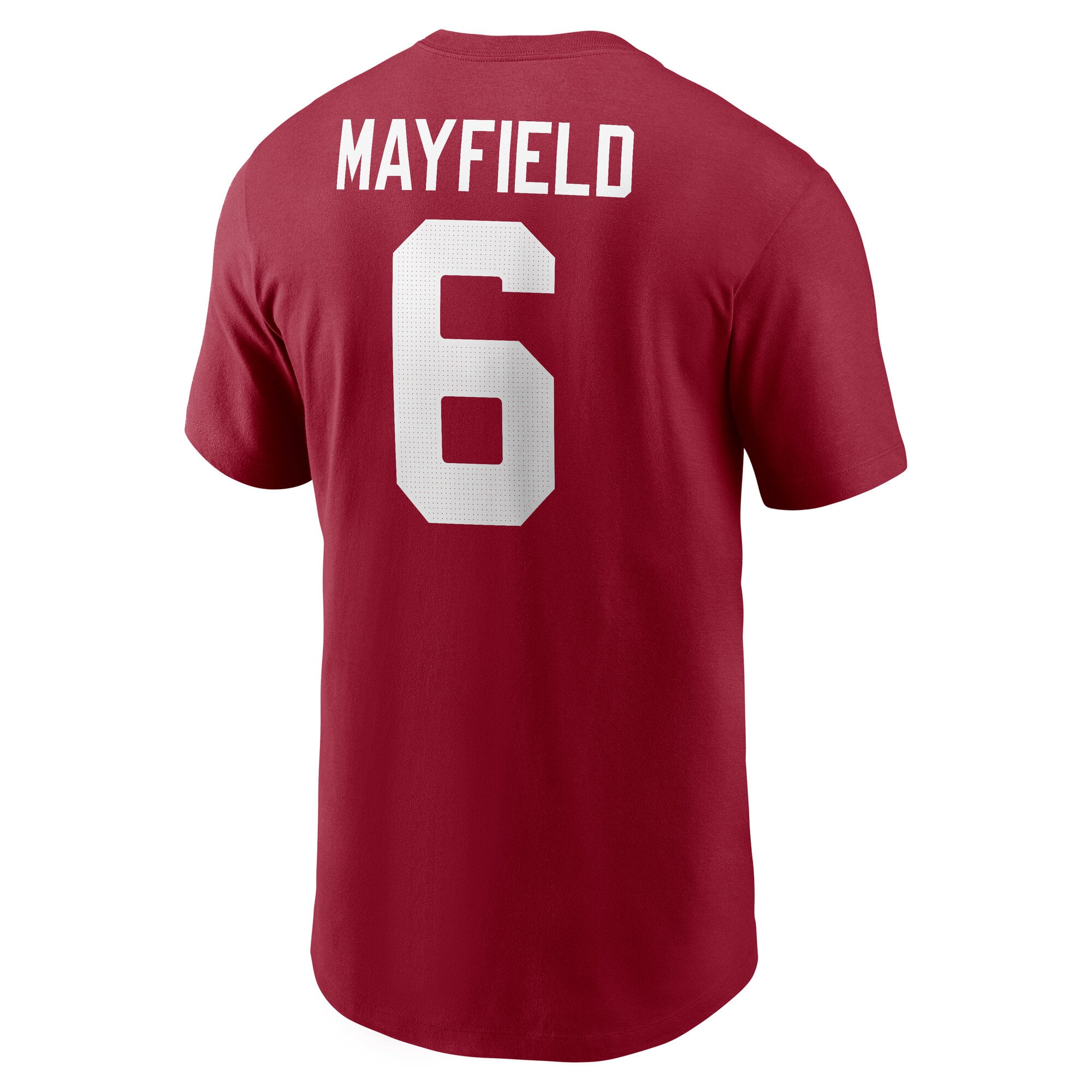 Men's Jordan Brand Baker Mayfield Crimson Oklahoma Sooners Name & Number T-Shirt