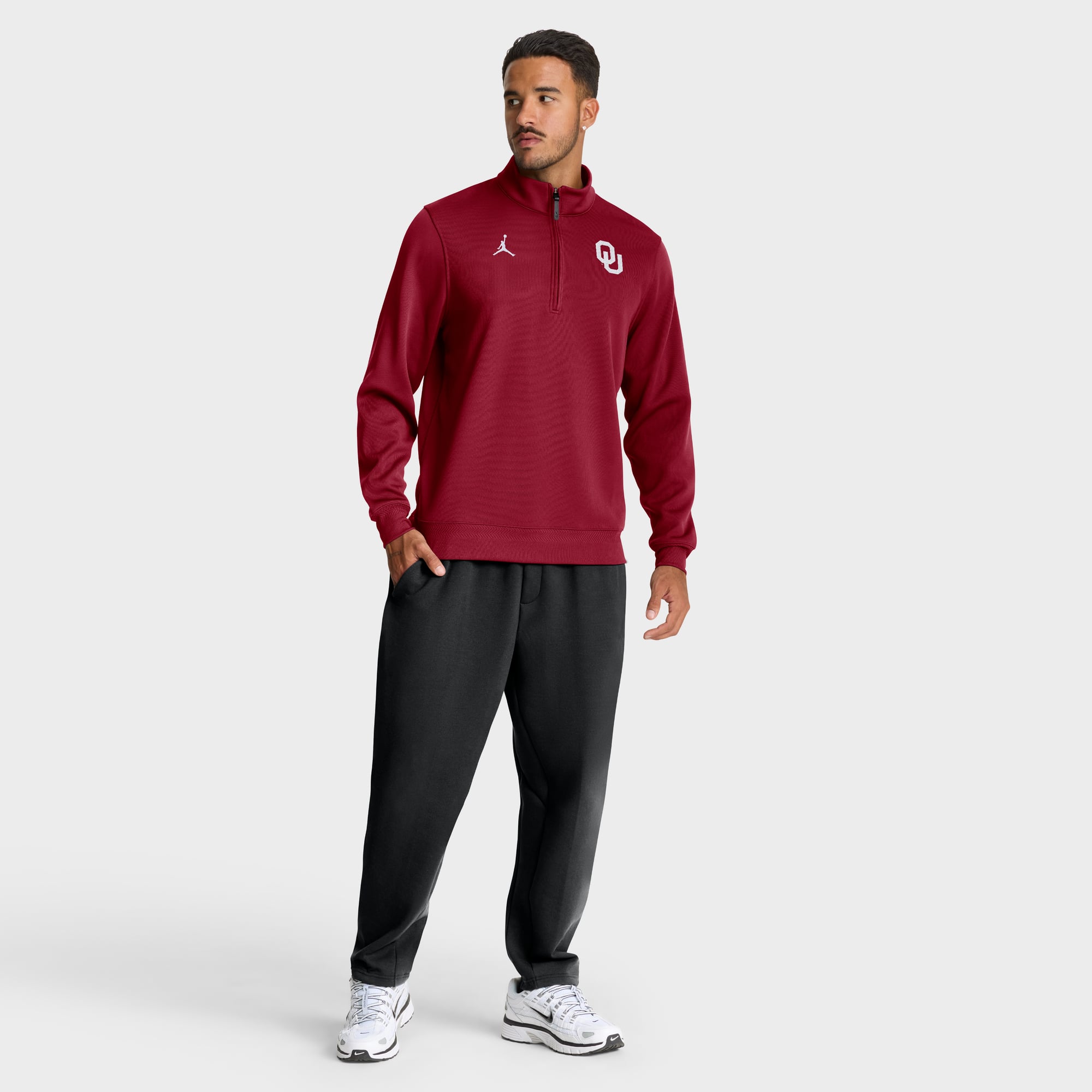 Men's Jordan Brand Crimson Oklahoma Sooners 2025 Coaches Premium Dri-FIT Half-Zip Pullover