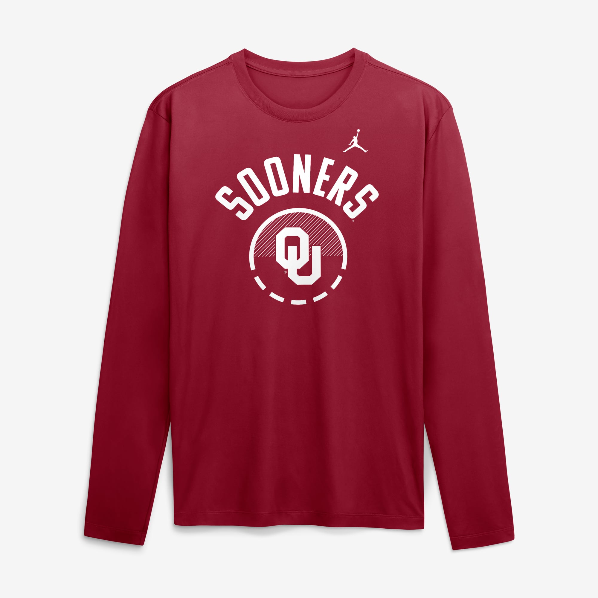 T-shirt à manches longues Jordan Brand Crimson Oklahoma Sooners Courtside Basketball Shootaround Legend Dri-FIT pour homme