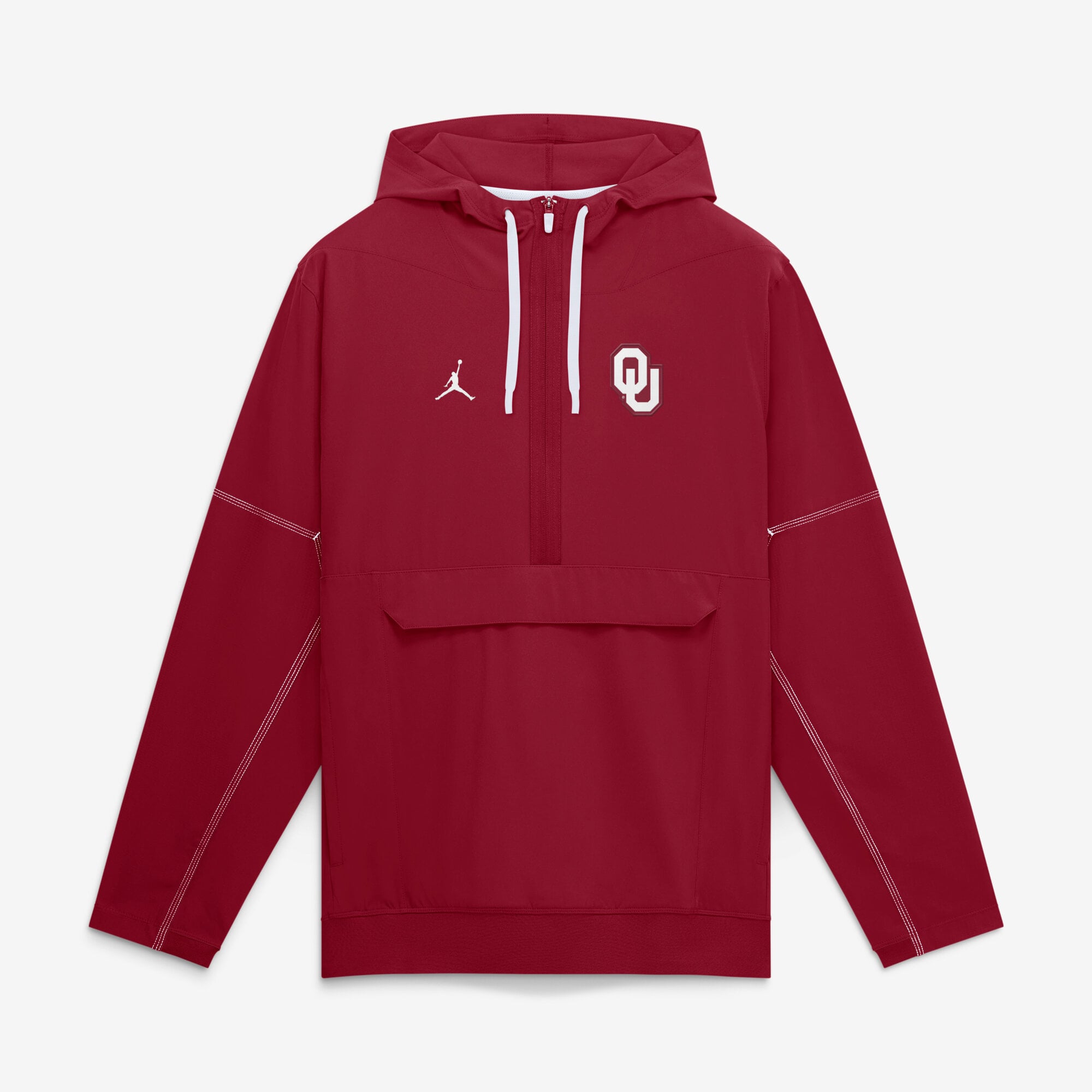 Men's Jordan Brand Crimson Oklahoma Sooners 2026 Sideline Anorak Half-Zip Hooded Jacket