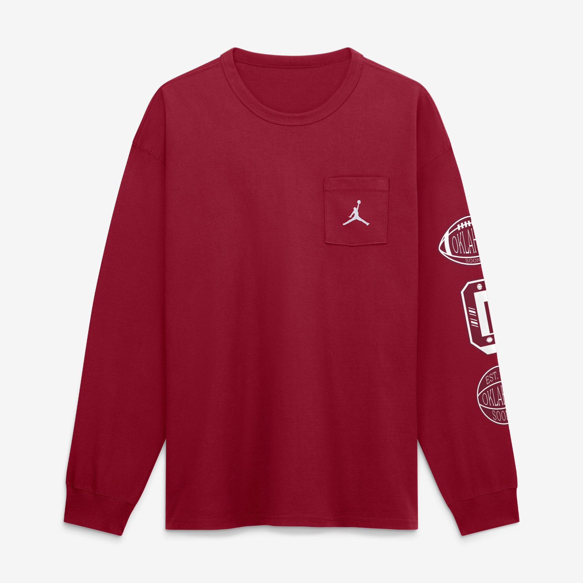 T-shirt à manches longues et poche Jordan Brand Crimson Oklahoma Sooners pour homme