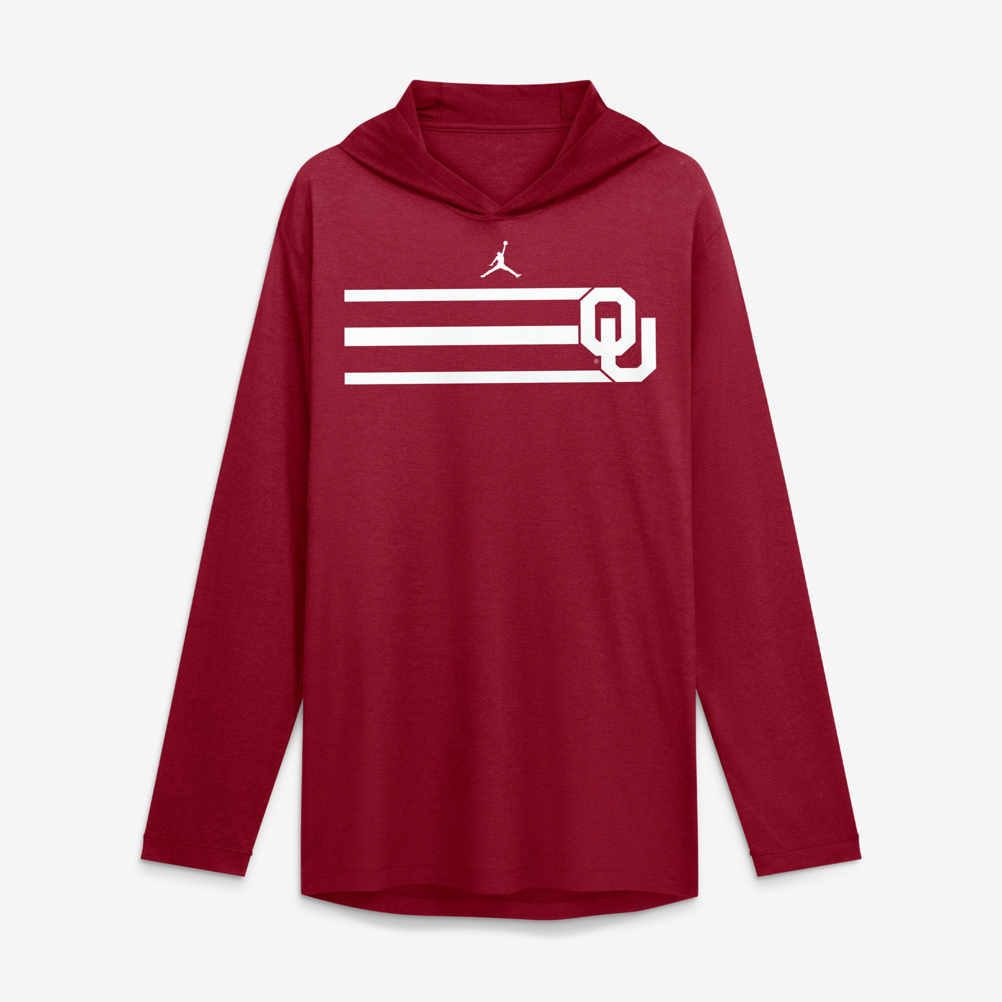 Men's Jordan Brand Crimson Oklahoma Sooners Primetime Pattern Tri-Blend Dri-FIT Long Sleeve Hooded T-Shirt