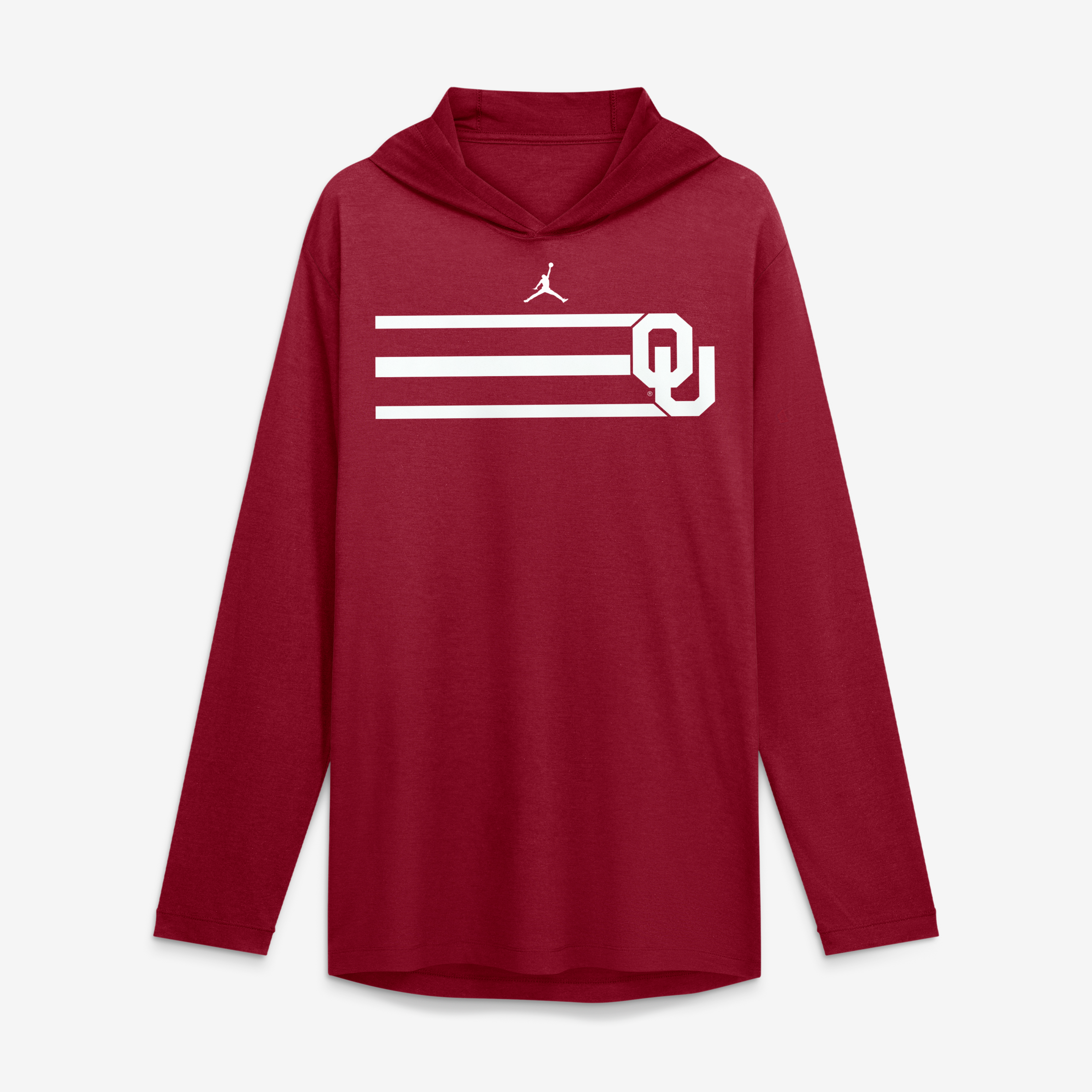 Men's Jordan Brand Crimson Oklahoma Sooners Primetime Pattern Tri-Blend Dri-FIT Long Sleeve Hooded T-Shirt