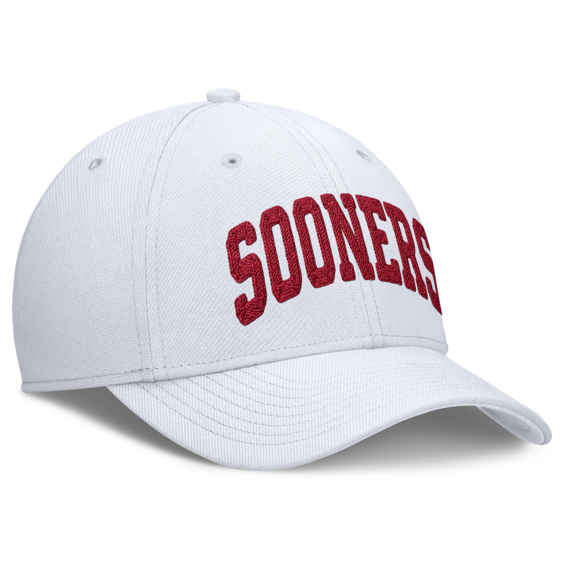 Casquette Jordan Brand blanche pour homme, logo Oklahoma Sooners, lettre Rise SwooshFlex Dri-FIT