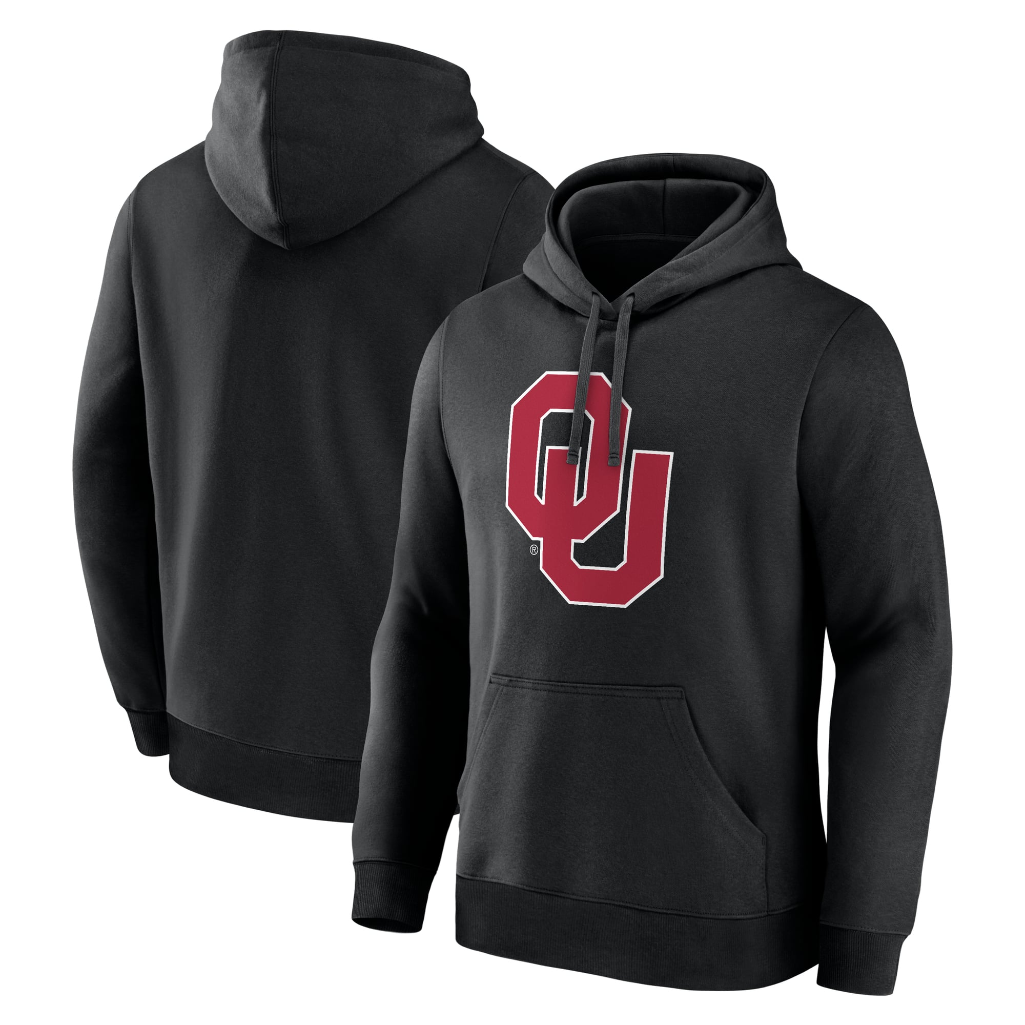Men's Logo Athletic Black Oklahoma Sooners Primary Fleece Pullover Hoodie