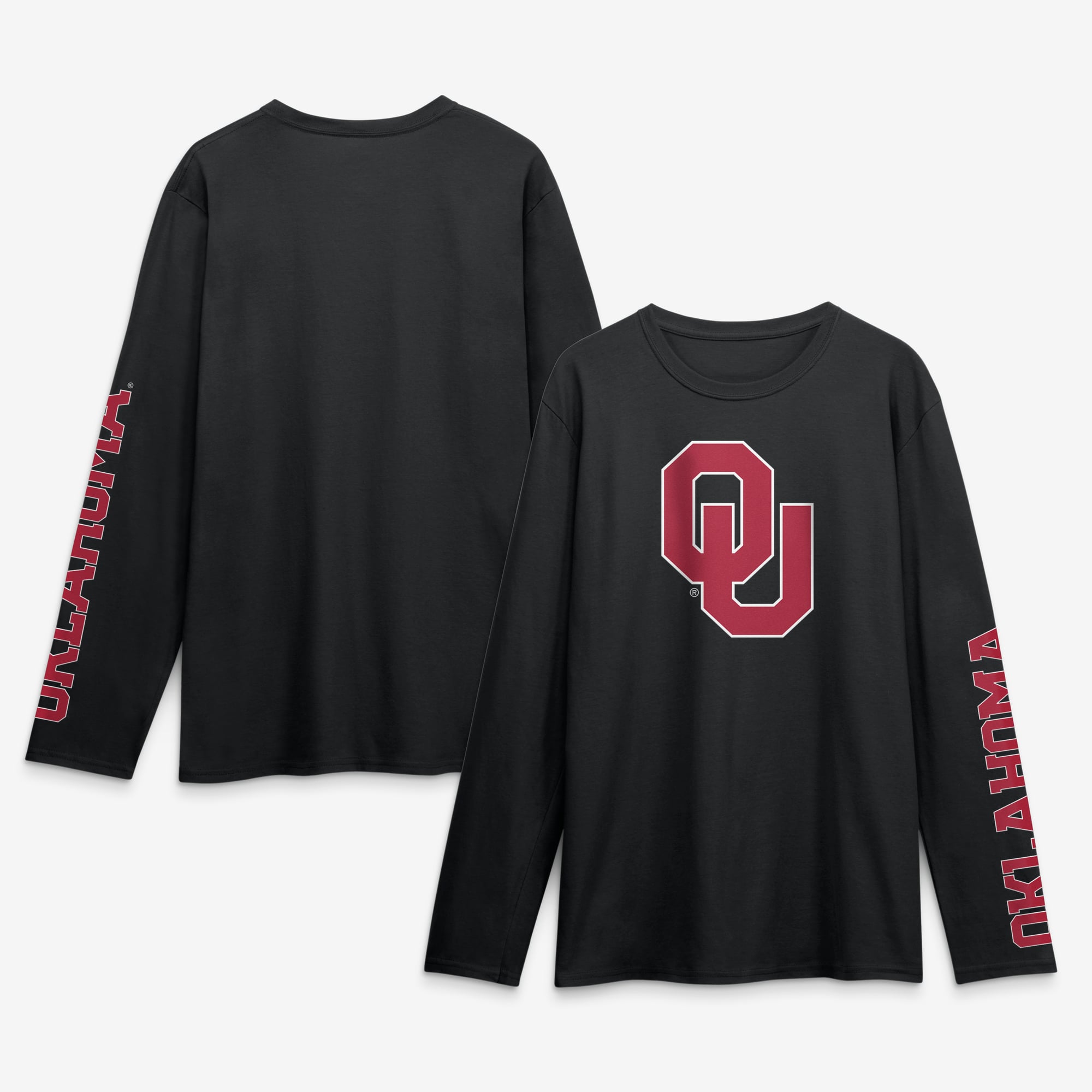 T-shirt à manches longues pour homme, gris chiné, logo principal des Oklahoma Sooners