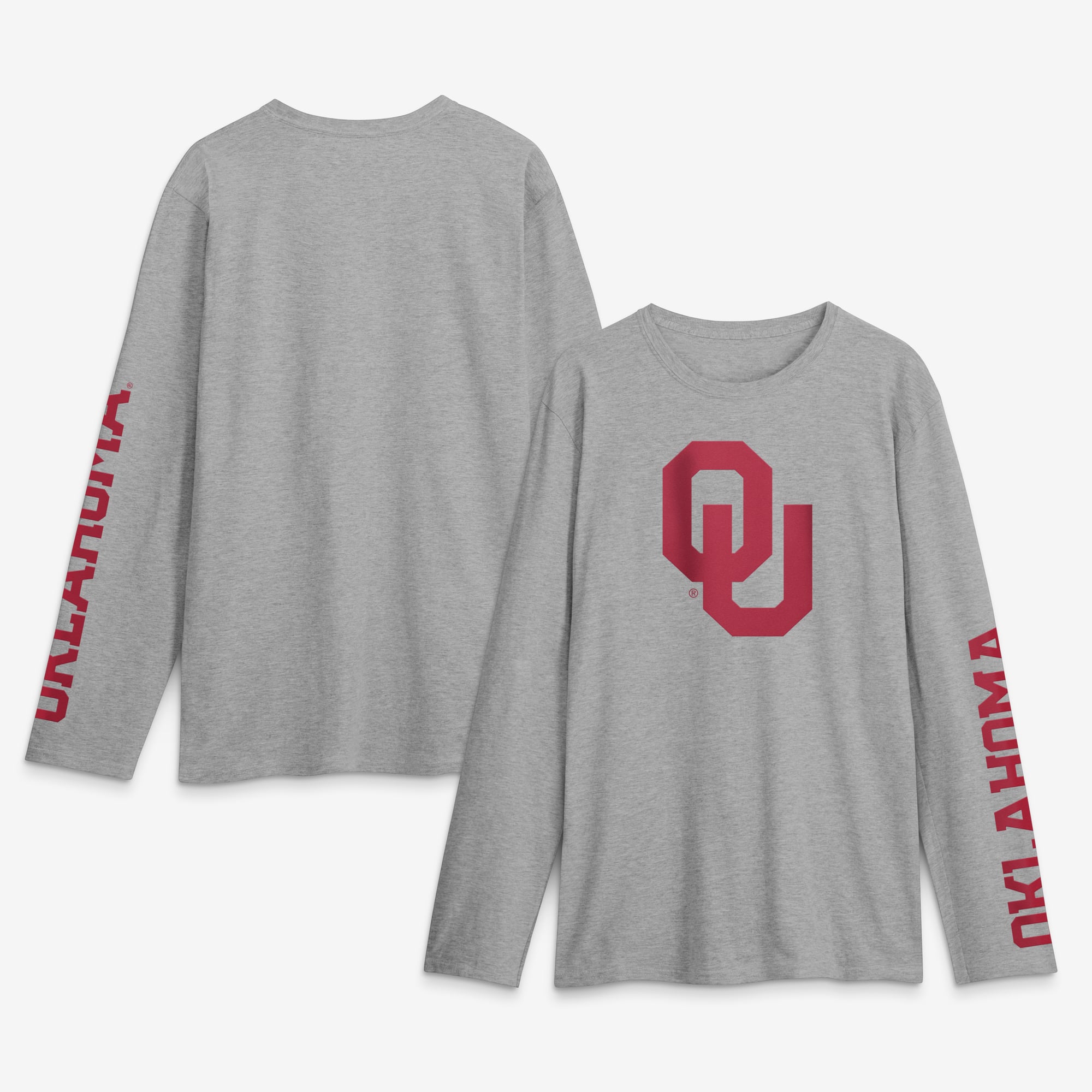 Men's Logo Athletic Heather Gray Oklahoma Sooners Primary Long Sleeve T-Shirt