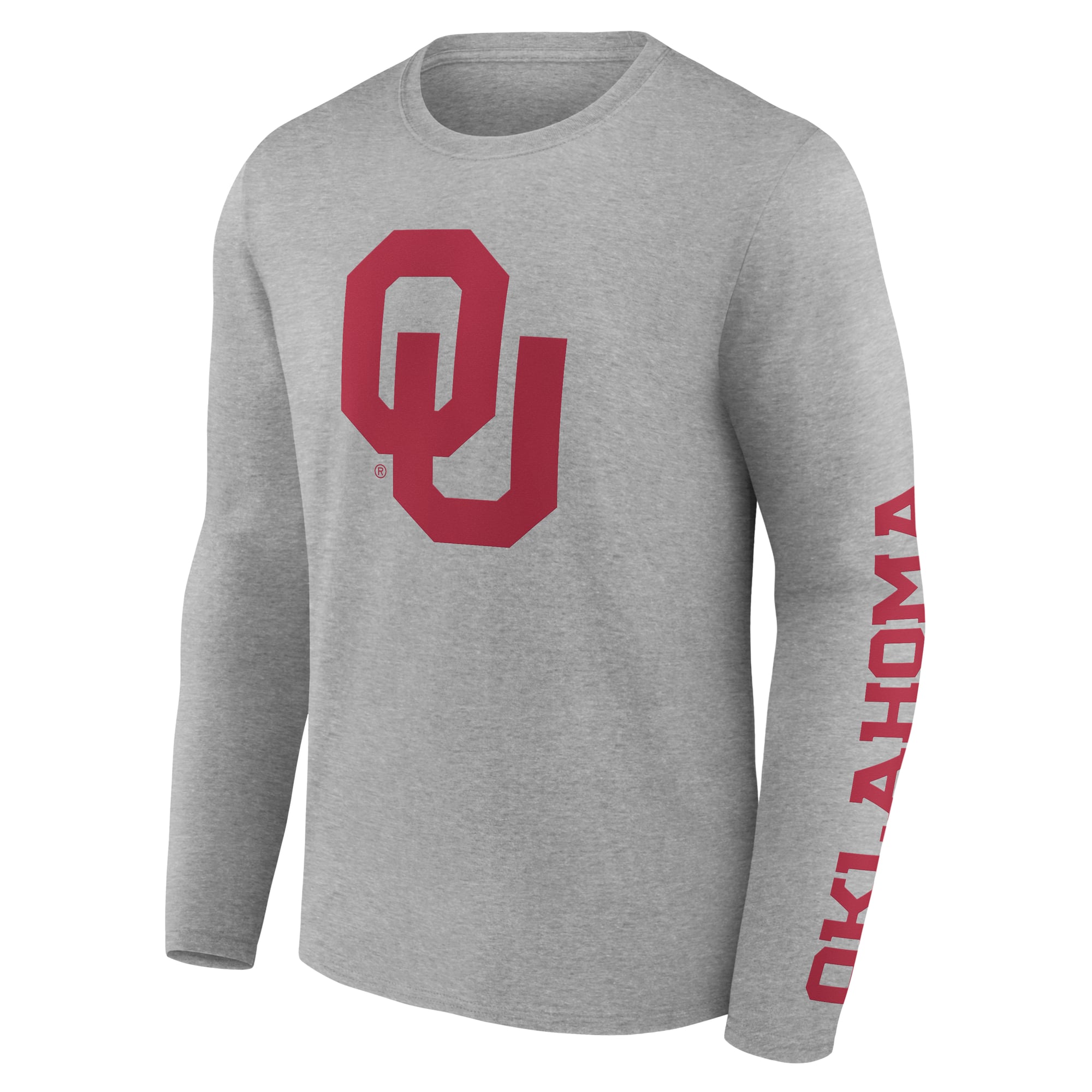 Men's Logo Athletic Heather Gray Oklahoma Sooners Primary Long Sleeve T-Shirt