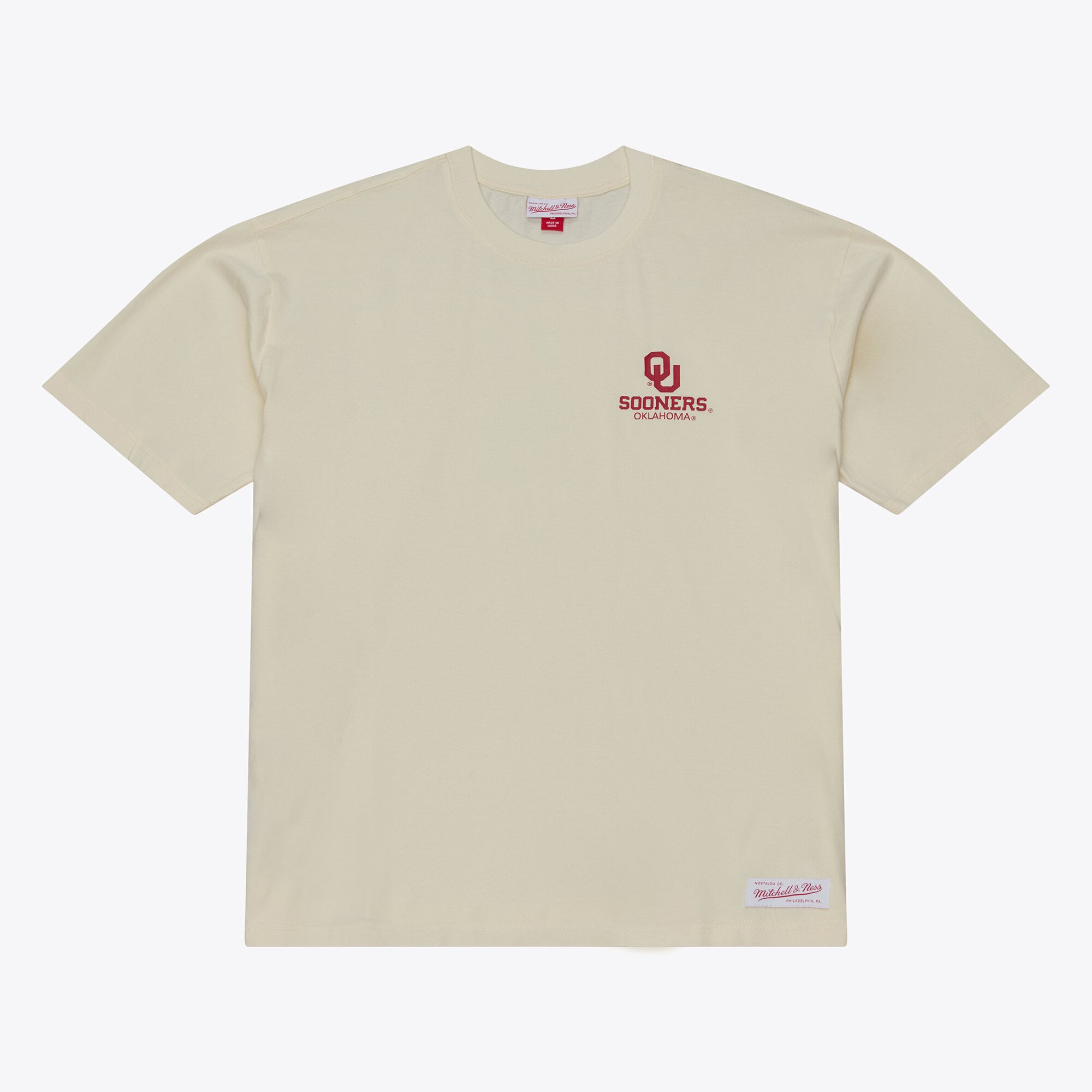 T-shirt Mitchell & Ness crème Oklahoma Sooners Core Icon pour homme
