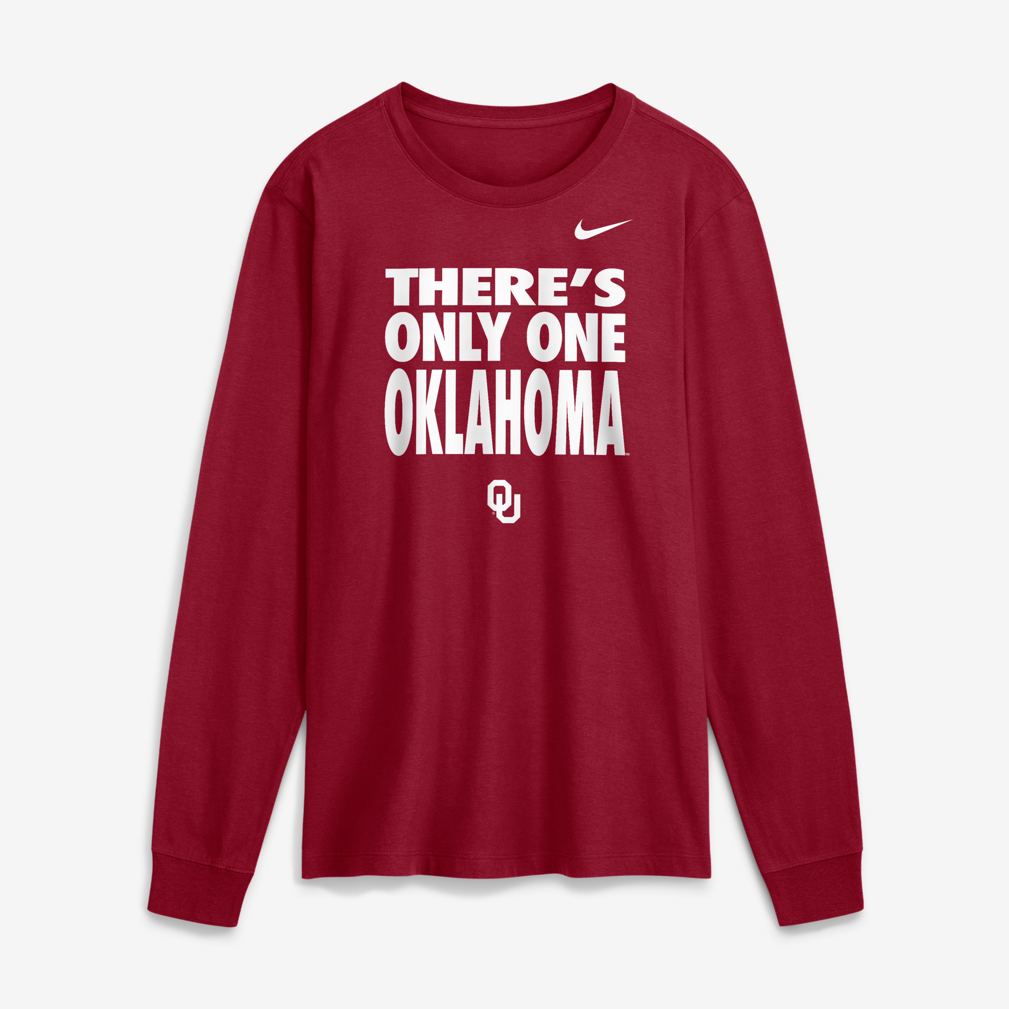 Men's Nike Crimson Oklahoma Sooners 2026 Sideline Slogan Dri-FIT Long Sleeve T-Shirt