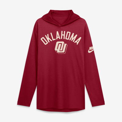  Oklahoma Sooners Nike Legacy Arch Tri-Blend Long Sleeve Hooded T-Shirt - Crimson