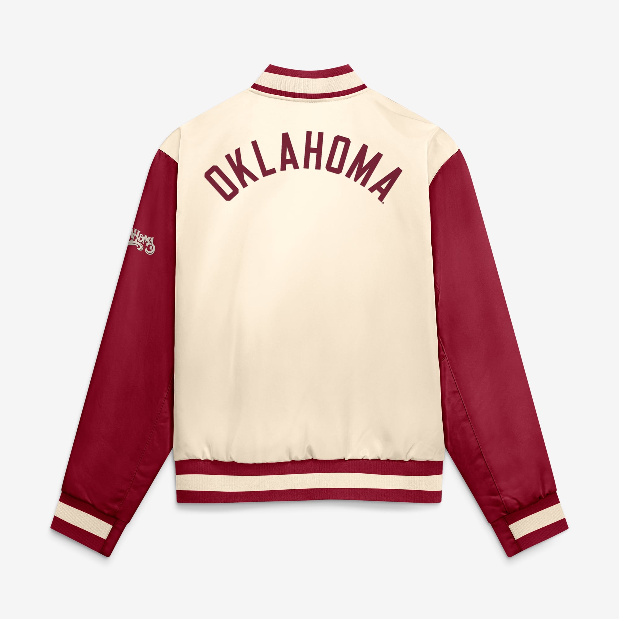 Men's Nike Natural/Crimson Oklahoma Sooners Legacy Full-Snap Bomber Jacket