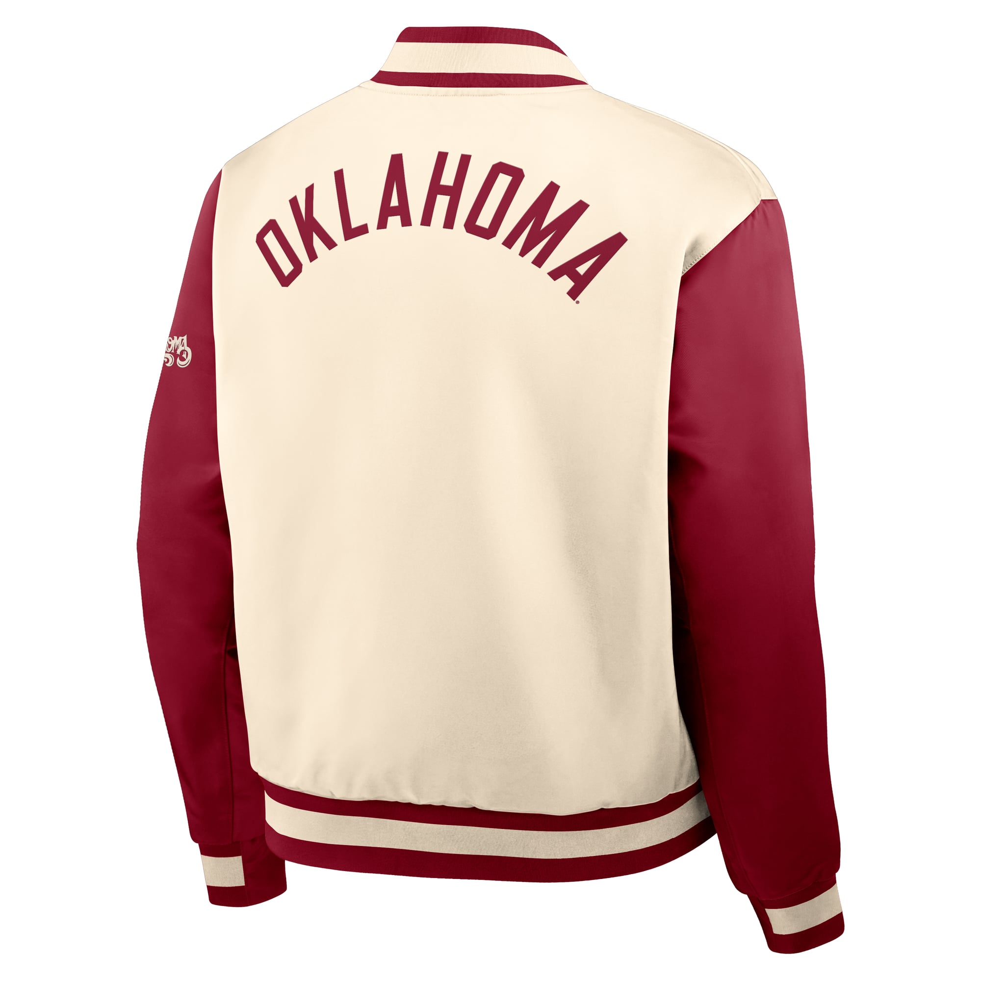 Men's Nike Natural/Crimson Oklahoma Sooners Legacy Full-Snap Bomber Jacket