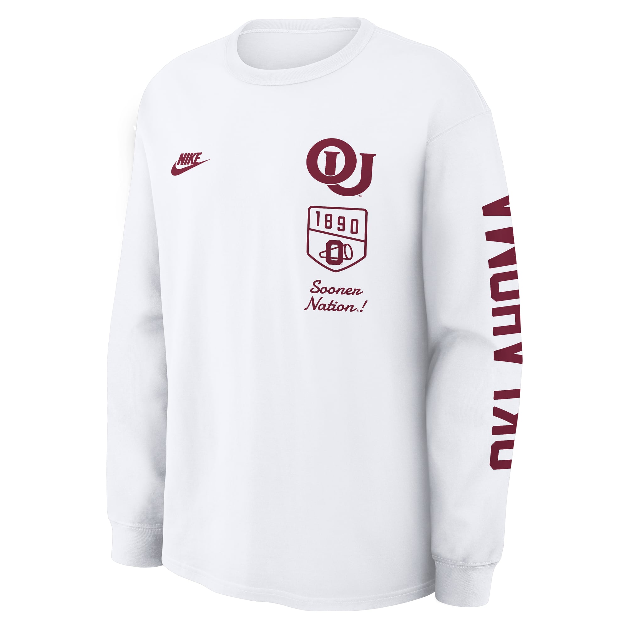 Men's Nike  White Oklahoma Sooners Max 90 Legacy Multi Graphic Long Sleeve T-Shirt