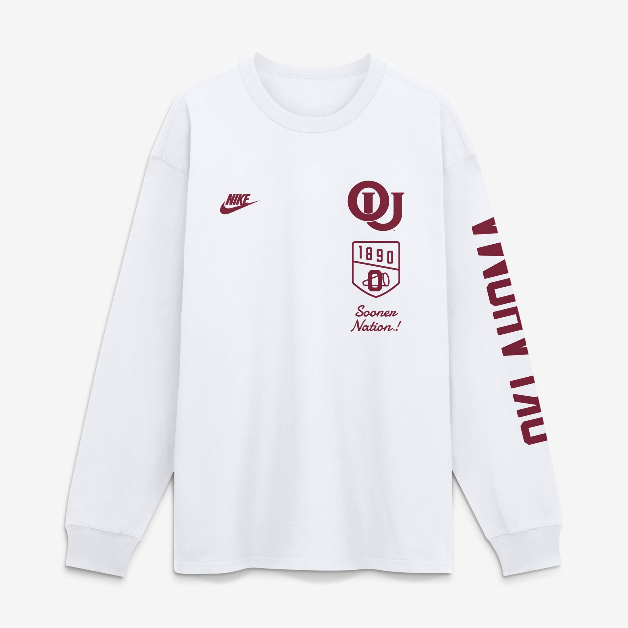 Men's Nike  White Oklahoma Sooners Max 90 Legacy Multi Graphic Long Sleeve T-Shirt