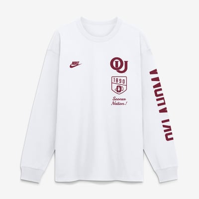  Oklahoma Sooners Nike Max 90 Legacy Multi Graphic Long Sleeve T-Shirt - White