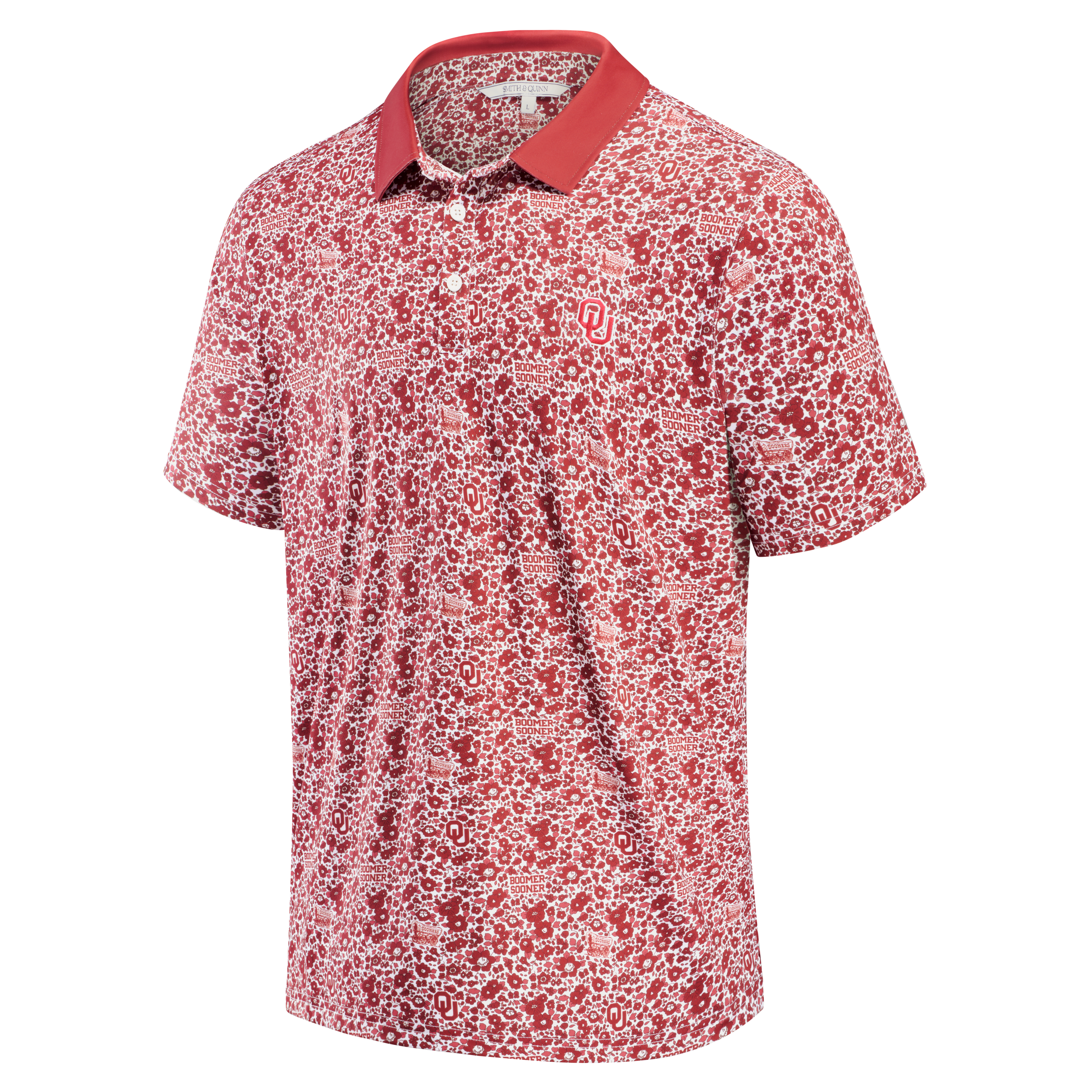 Men's Smith & Quinn Crimson Oklahoma Sooners Poppies Teddy Polo
