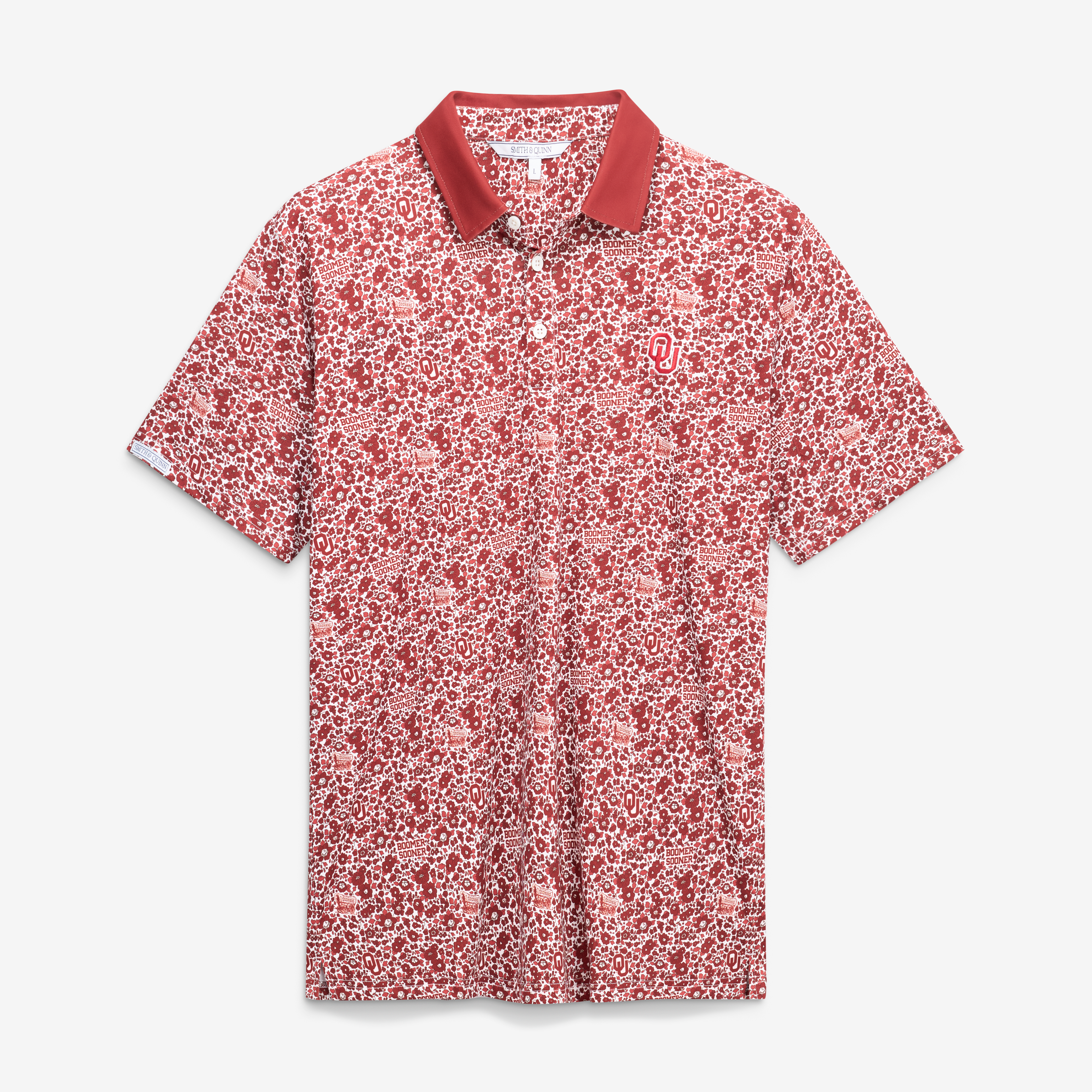 Men's Smith & Quinn Crimson Oklahoma Sooners Poppies Teddy Polo