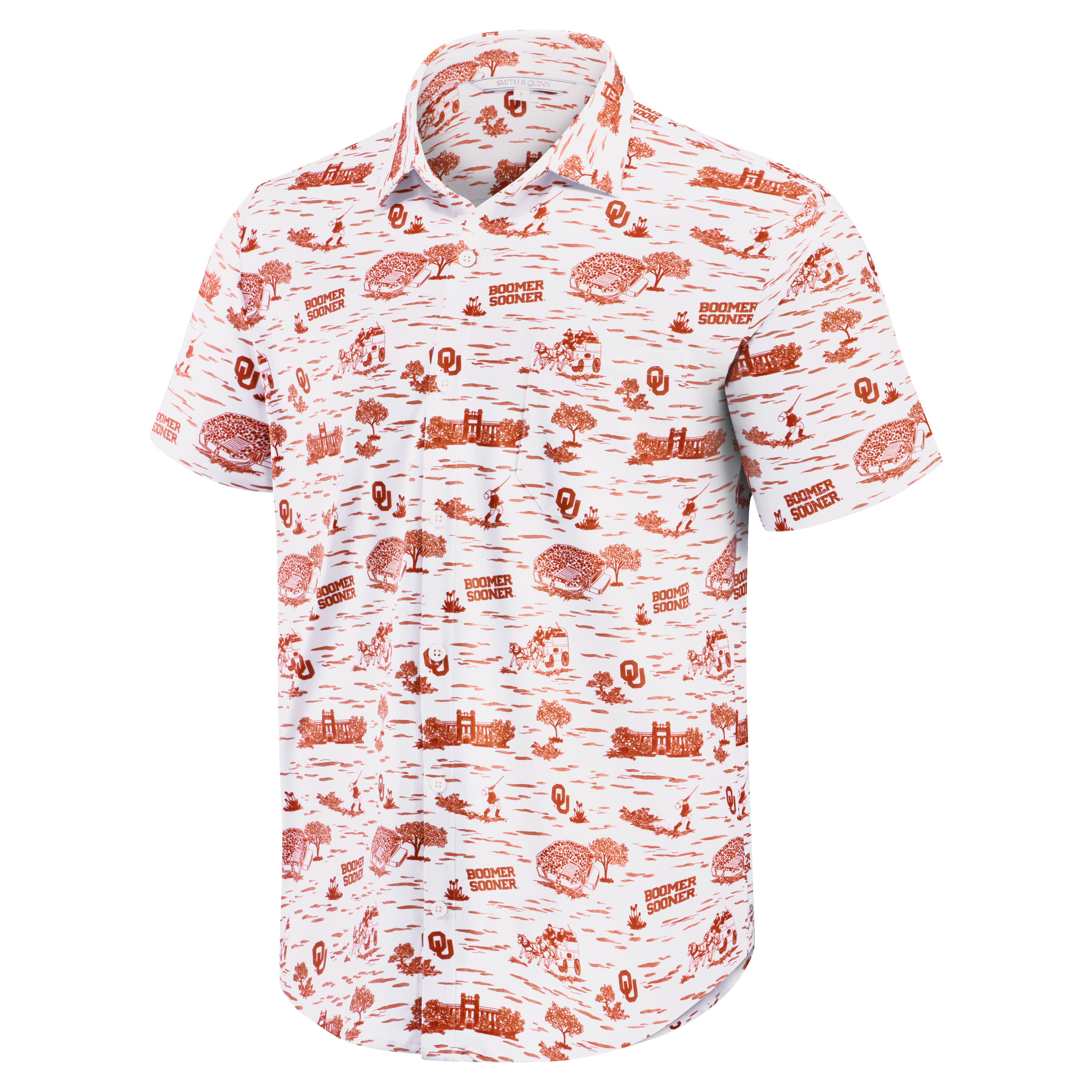 Chemise boutonnée blanche Smith & Quinn Oklahoma Sooners Toile Boatyard pour homme