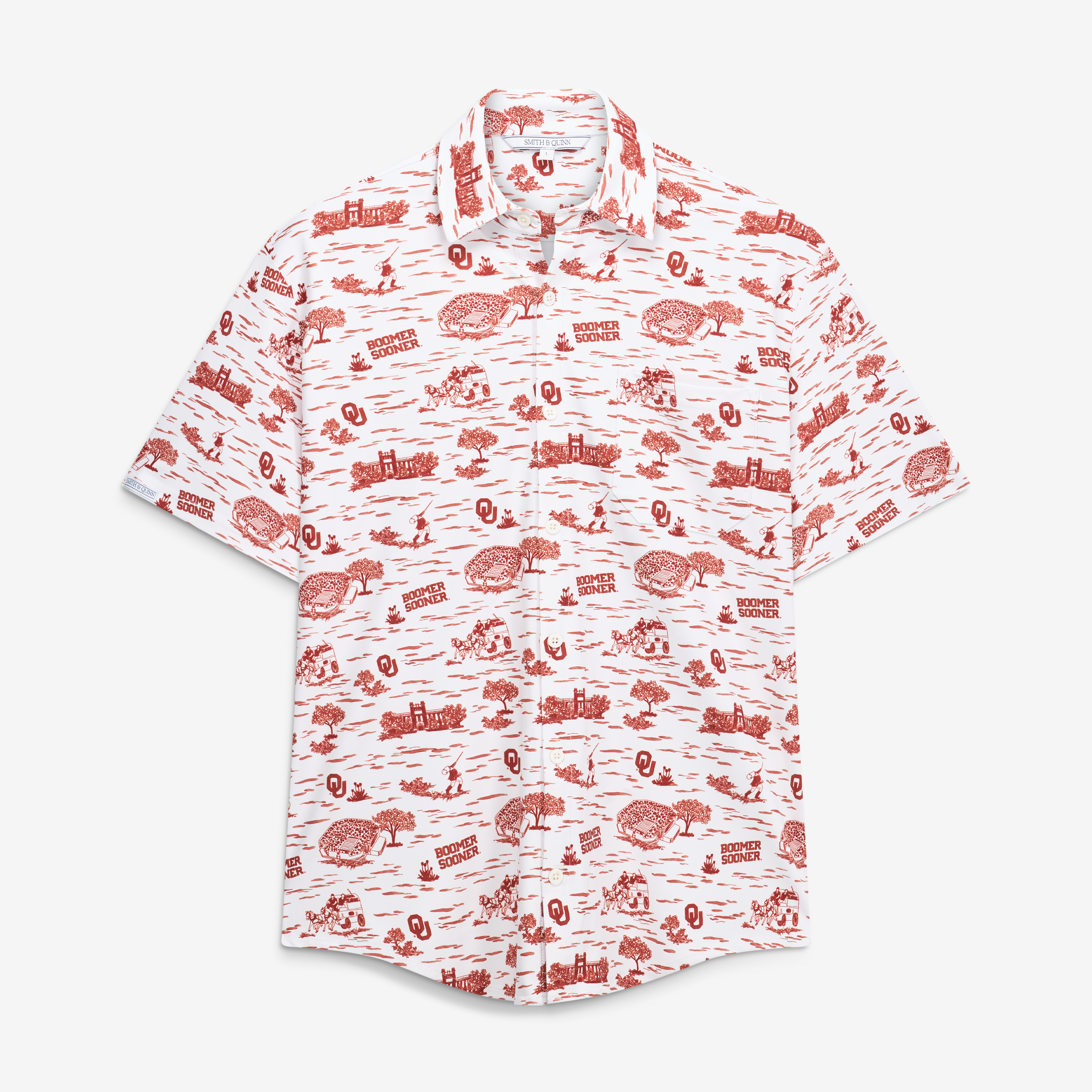Chemise boutonnée blanche Smith & Quinn Oklahoma Sooners Toile Boatyard pour homme