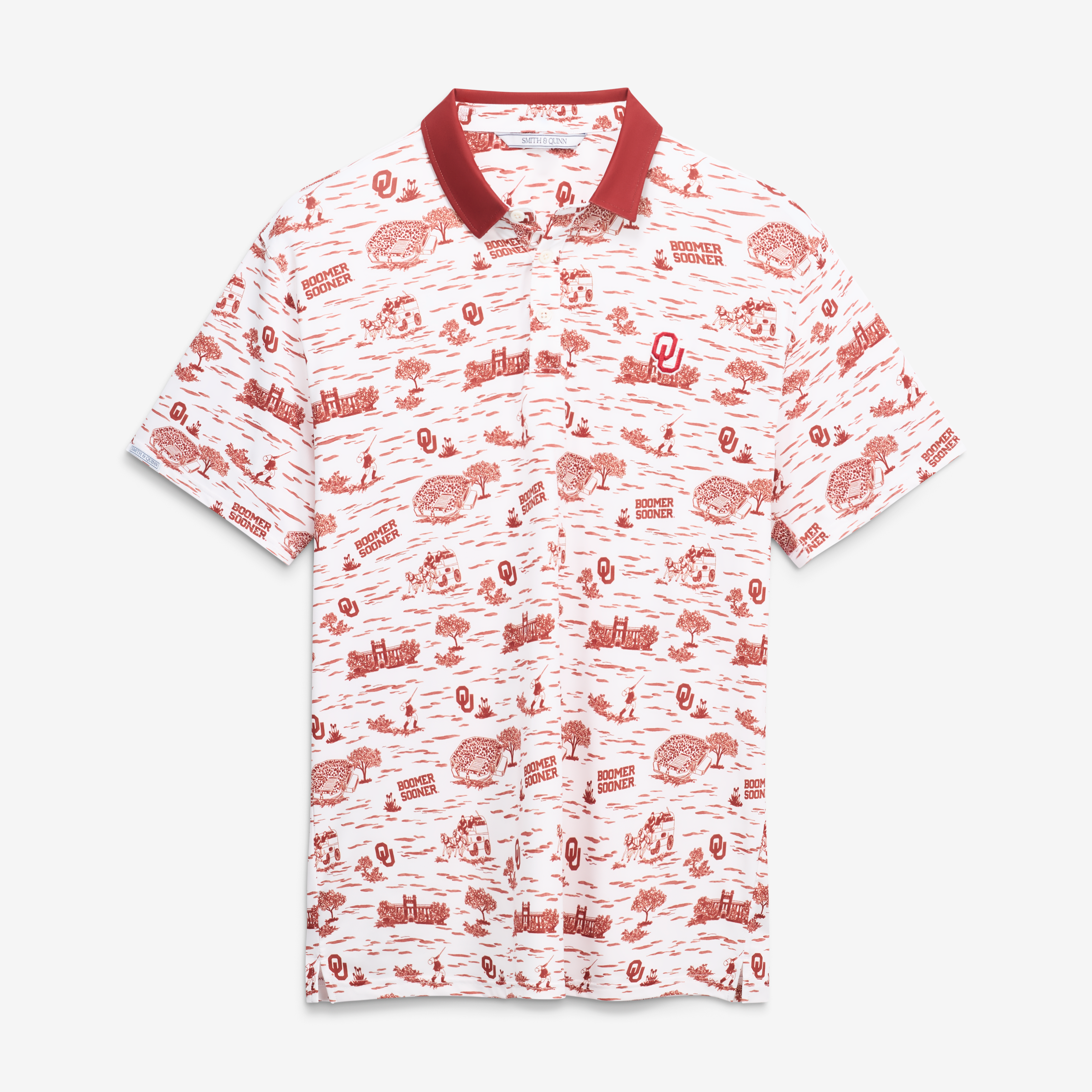 Men's Smith & Quinn White Oklahoma Sooners Toile Teddy Polo