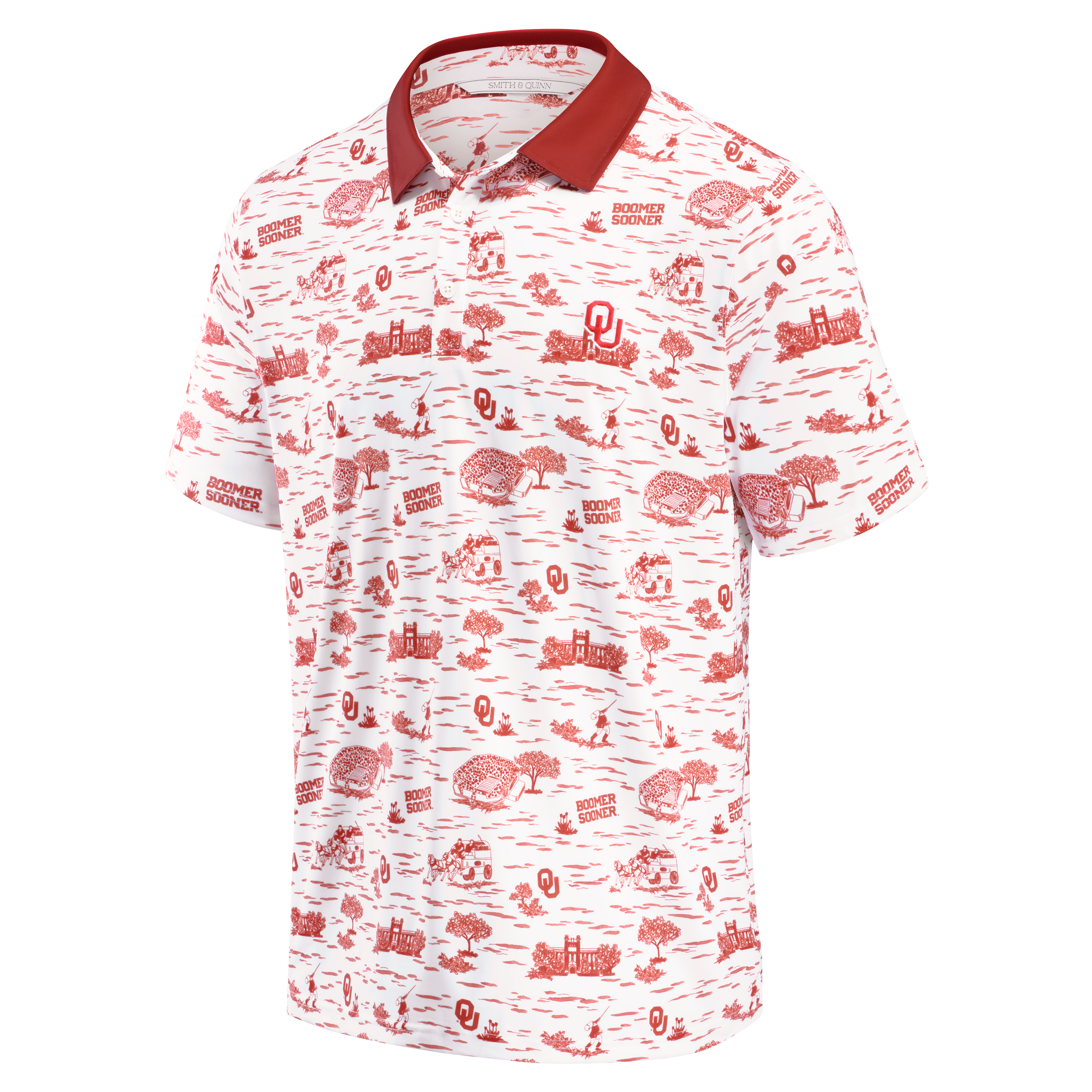Men's Smith & Quinn White Oklahoma Sooners Toile Teddy Polo