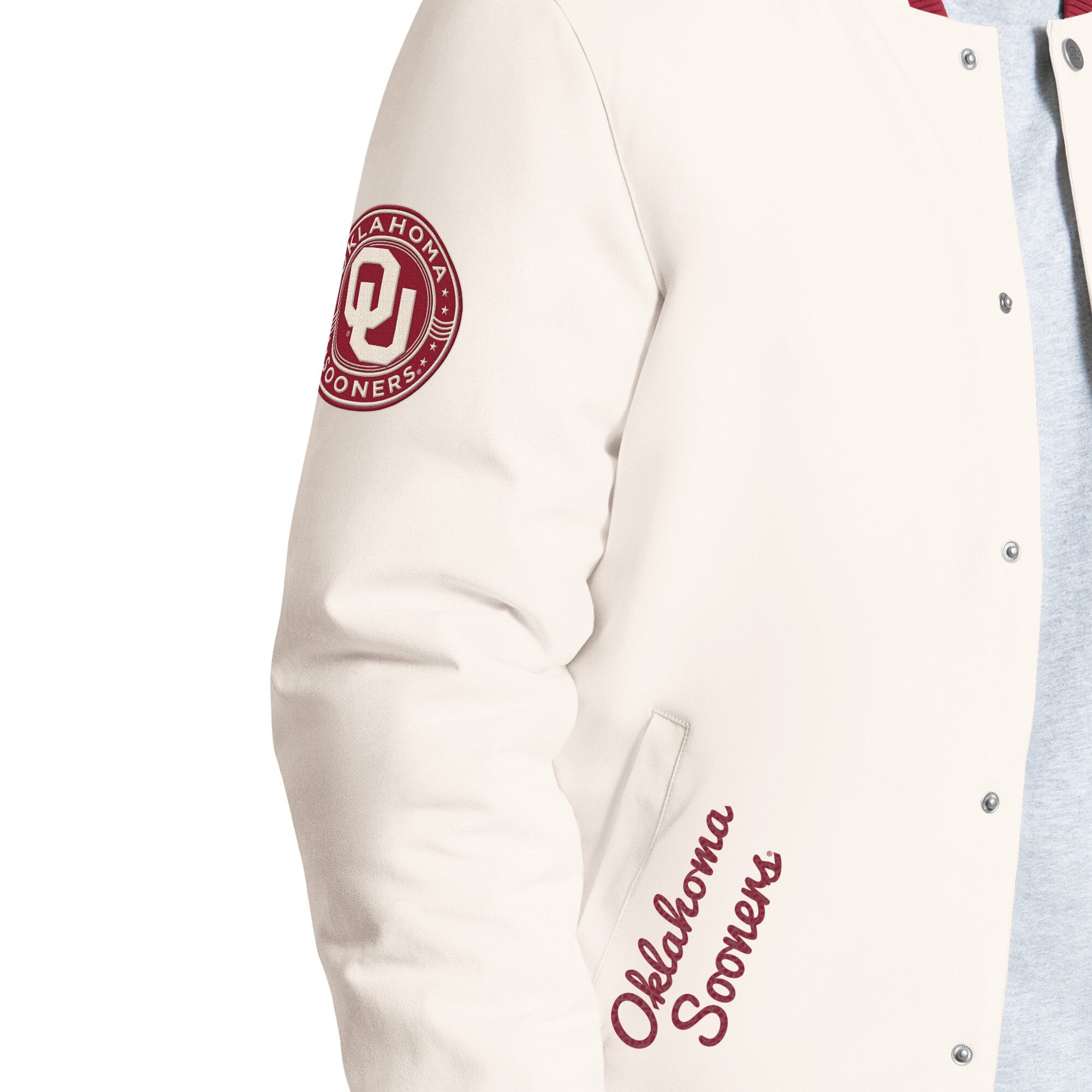 Men's Starter White Oklahoma Sooners Spectator Varsity Full Snap Jacket