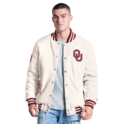 Oklahoma Sooners Starter Spectator Varsity Full Snap Jacket - White